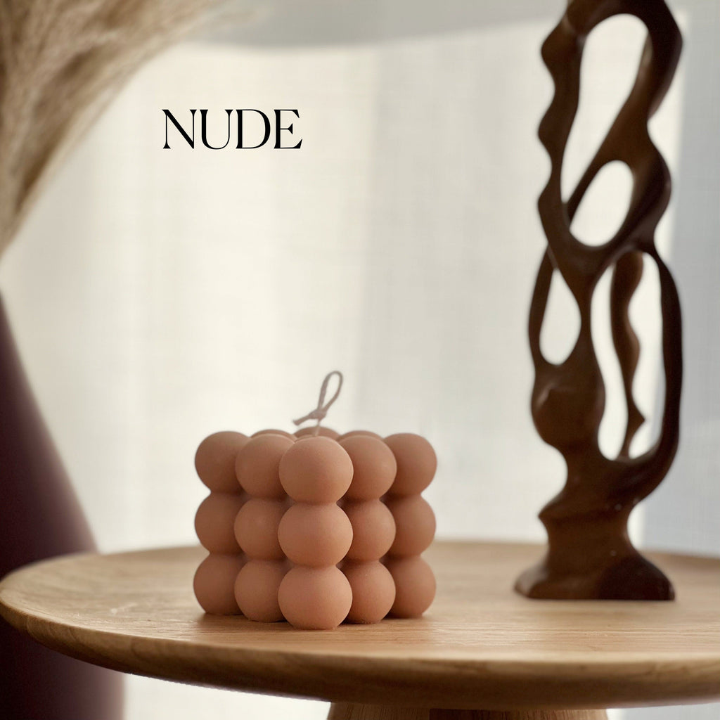 Bubble Cube Candle: Decorative Soy Wax Pillar, Handmade-2