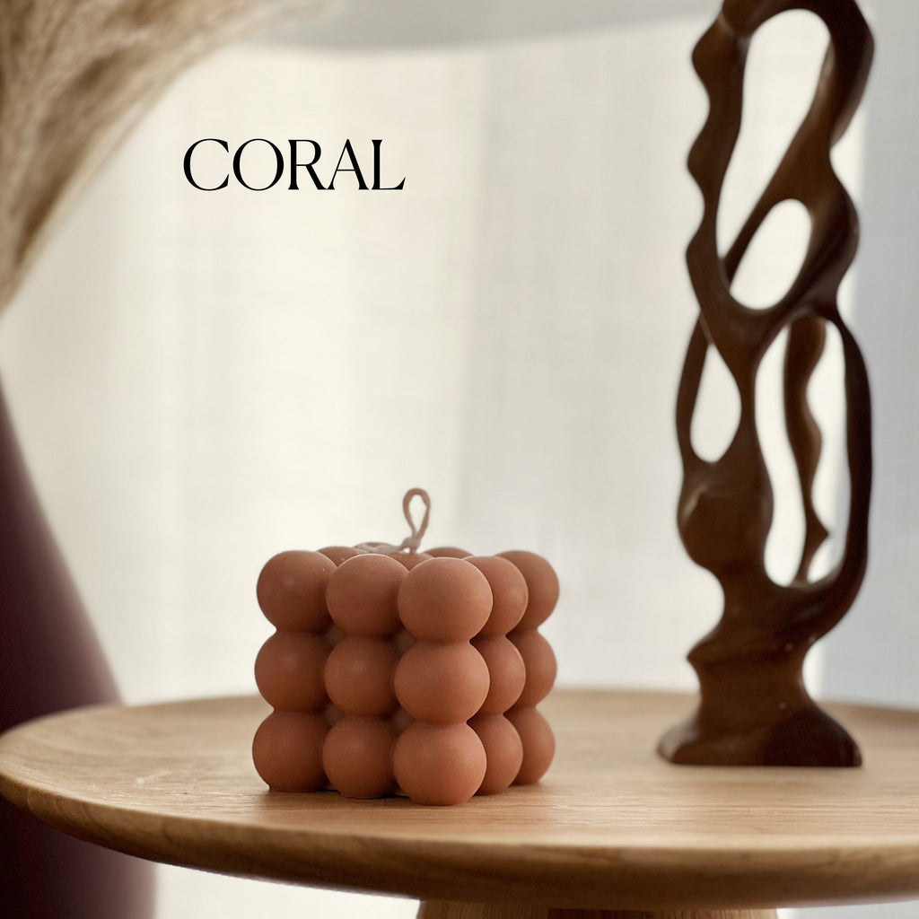 Bubble Cube Candle: Decorative Soy Wax Pillar, Handmade-1