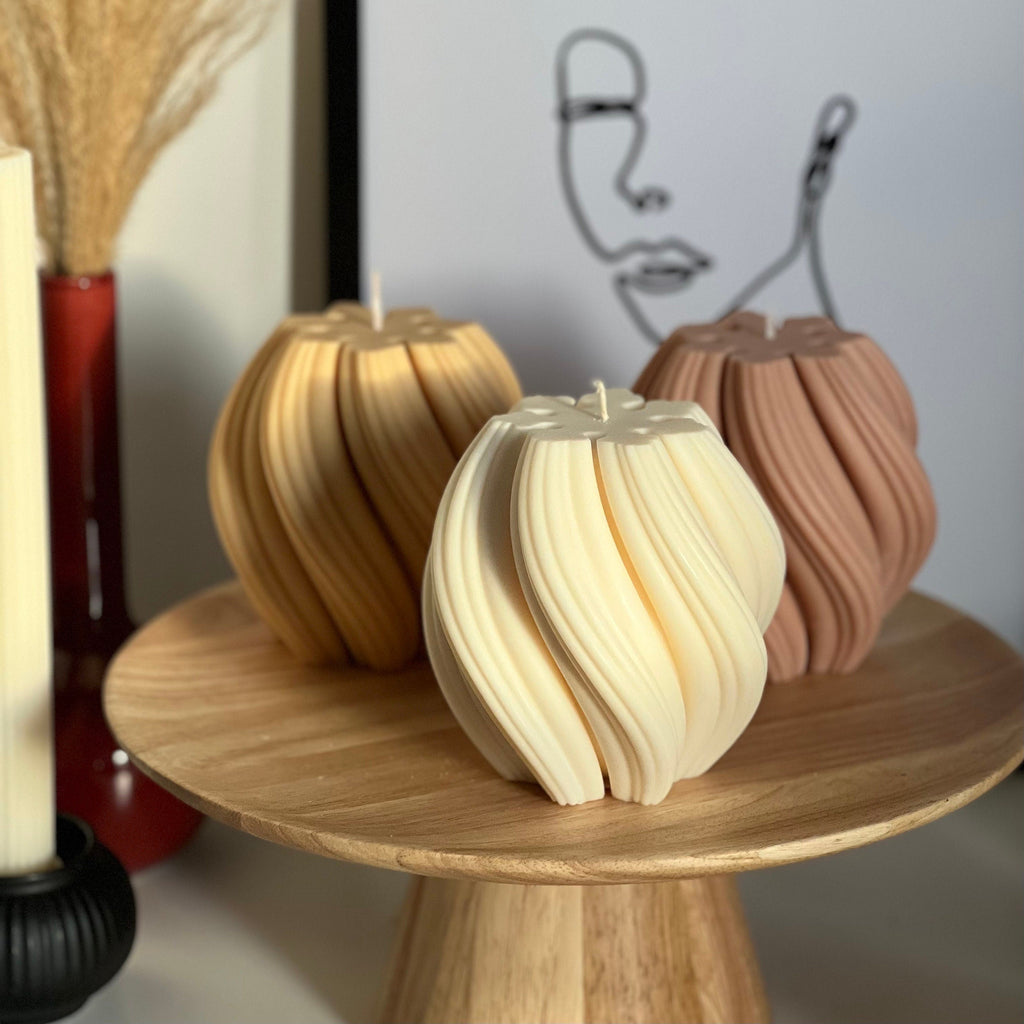 Big Swirl Soy Candle | Unscented Decorative Pillar-1