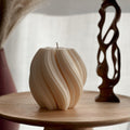 Big Swirl Soy Candle | Unscented Decorative Pillar-0
