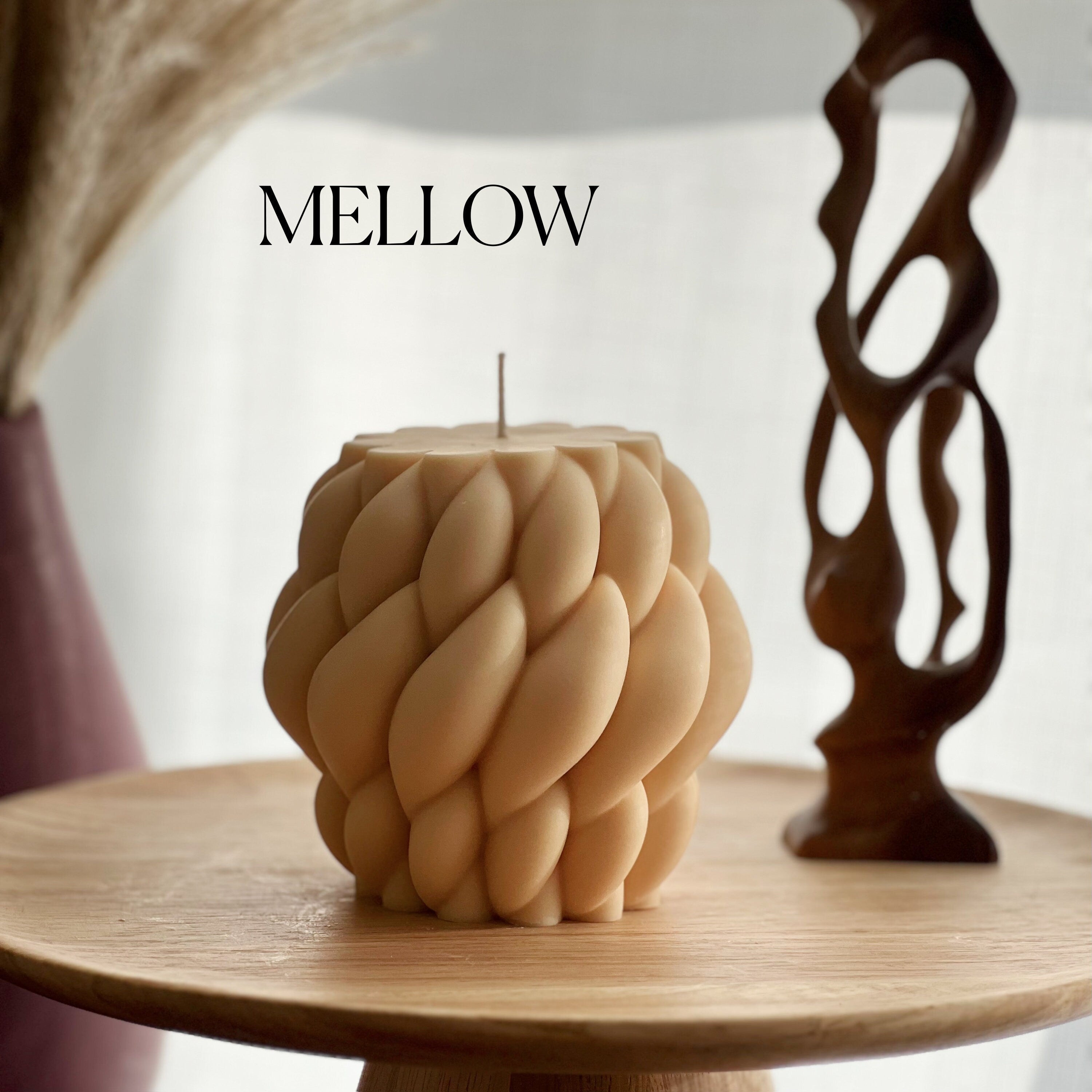 Large Knitted Soy Candle: Twisted Rope Coffee Table Decor-4