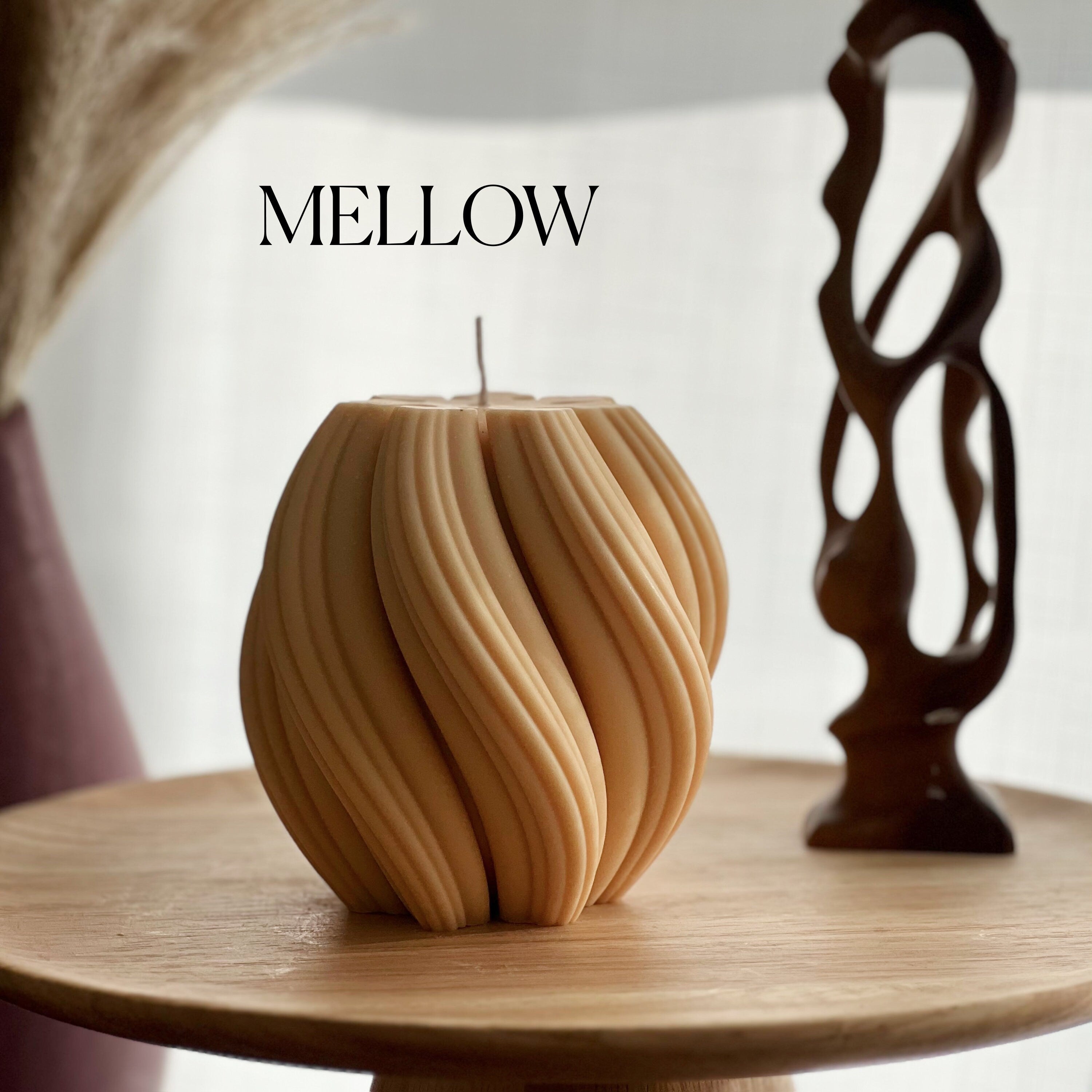 Big Swirl Soy Candle | Unscented Decorative Pillar-4