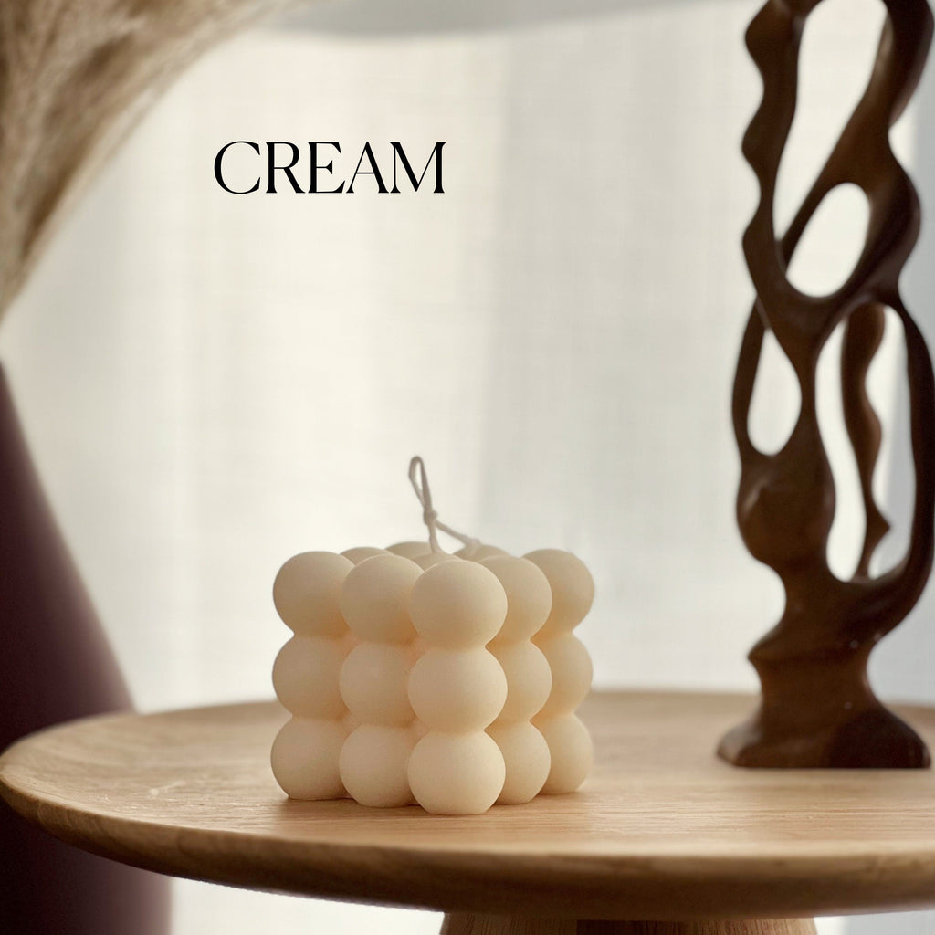 Bubble Cube Candle: Decorative Soy Wax Pillar, Handmade-3