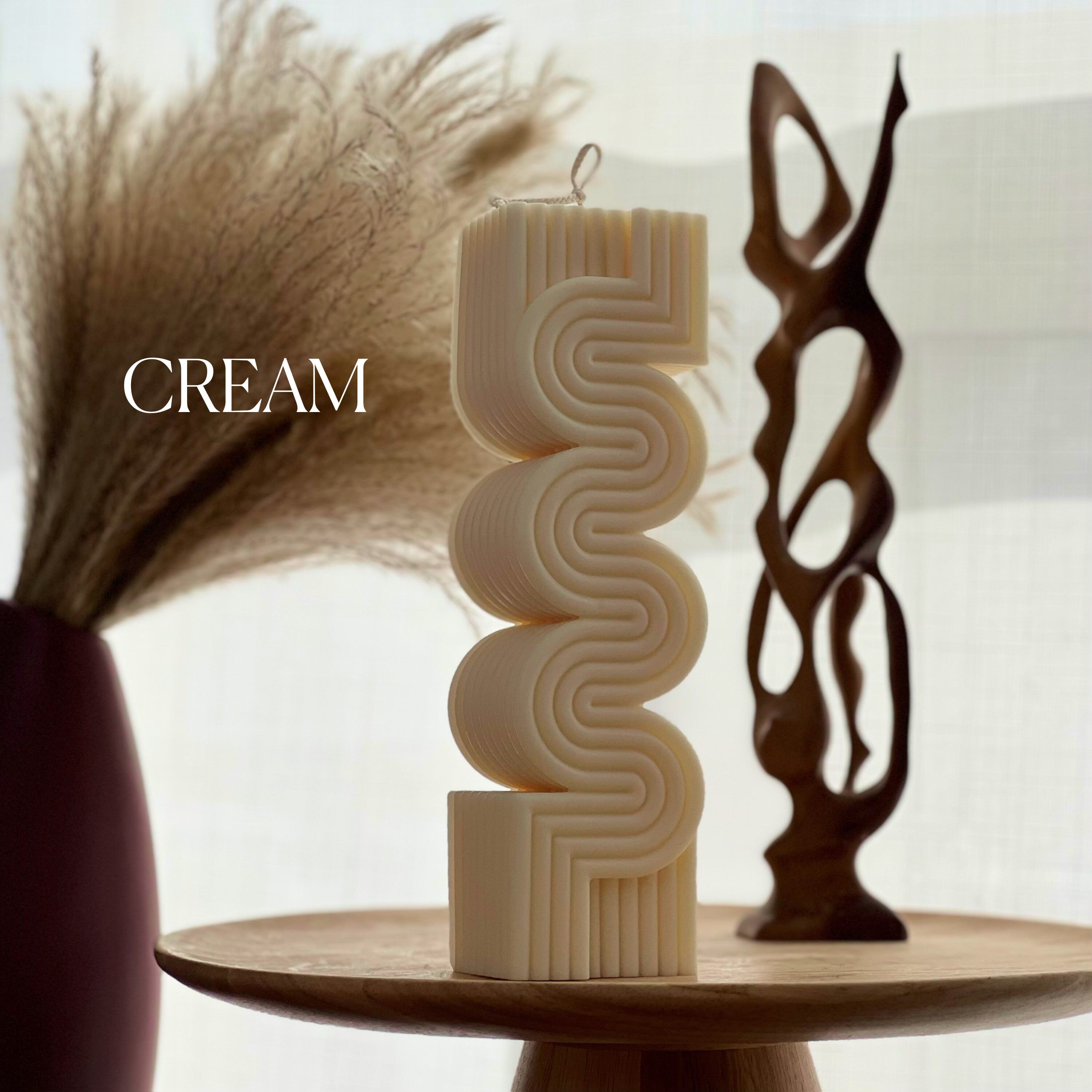 Large Ribbed Pillar Candle | Modern Soy Wax Candle, Home Decor-2