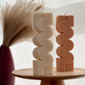 Large Ribbed Pillar Candle | Modern Soy Wax Candle, Home Decor-0