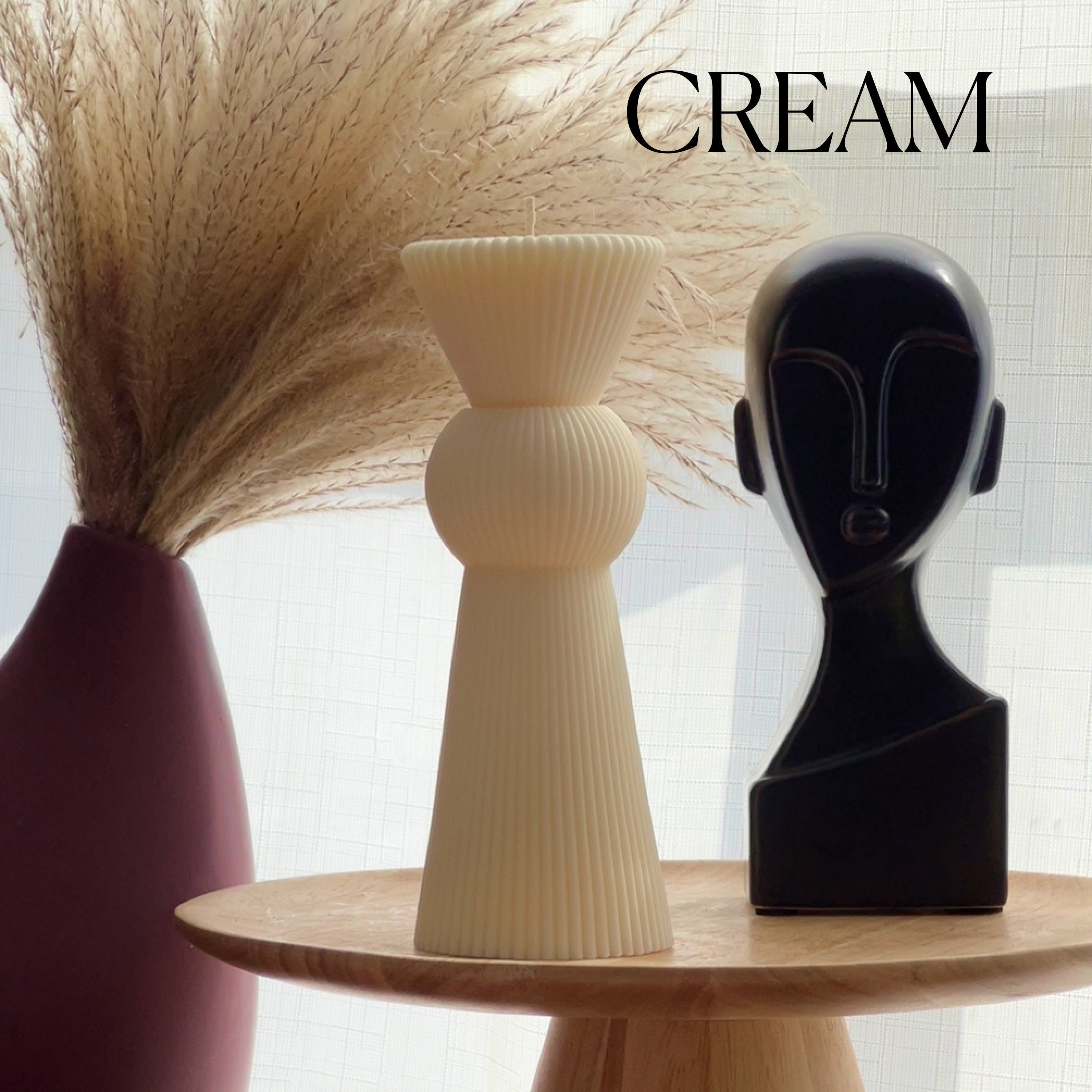 Ribbed Soy Wax Pillar Candle: Chess Figure, Home Decor-2