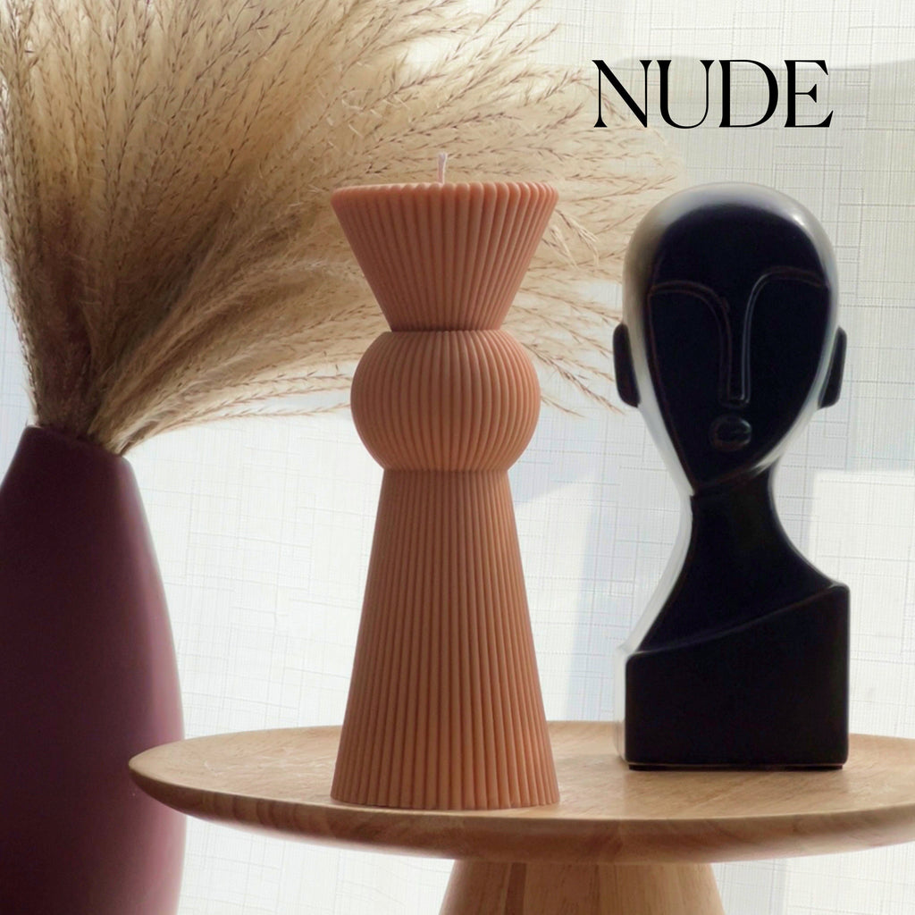 Ribbed Soy Wax Pillar Candle: Chess Figure, Home Decor-1