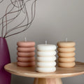 Round Soy Wax Pillar Candle: Wavy Unscented Decorative Candle-0