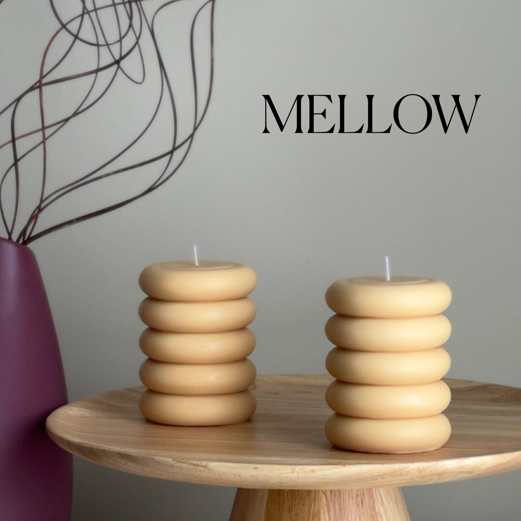 Round Soy Wax Pillar Candle: Wavy Unscented Decorative Candle-3