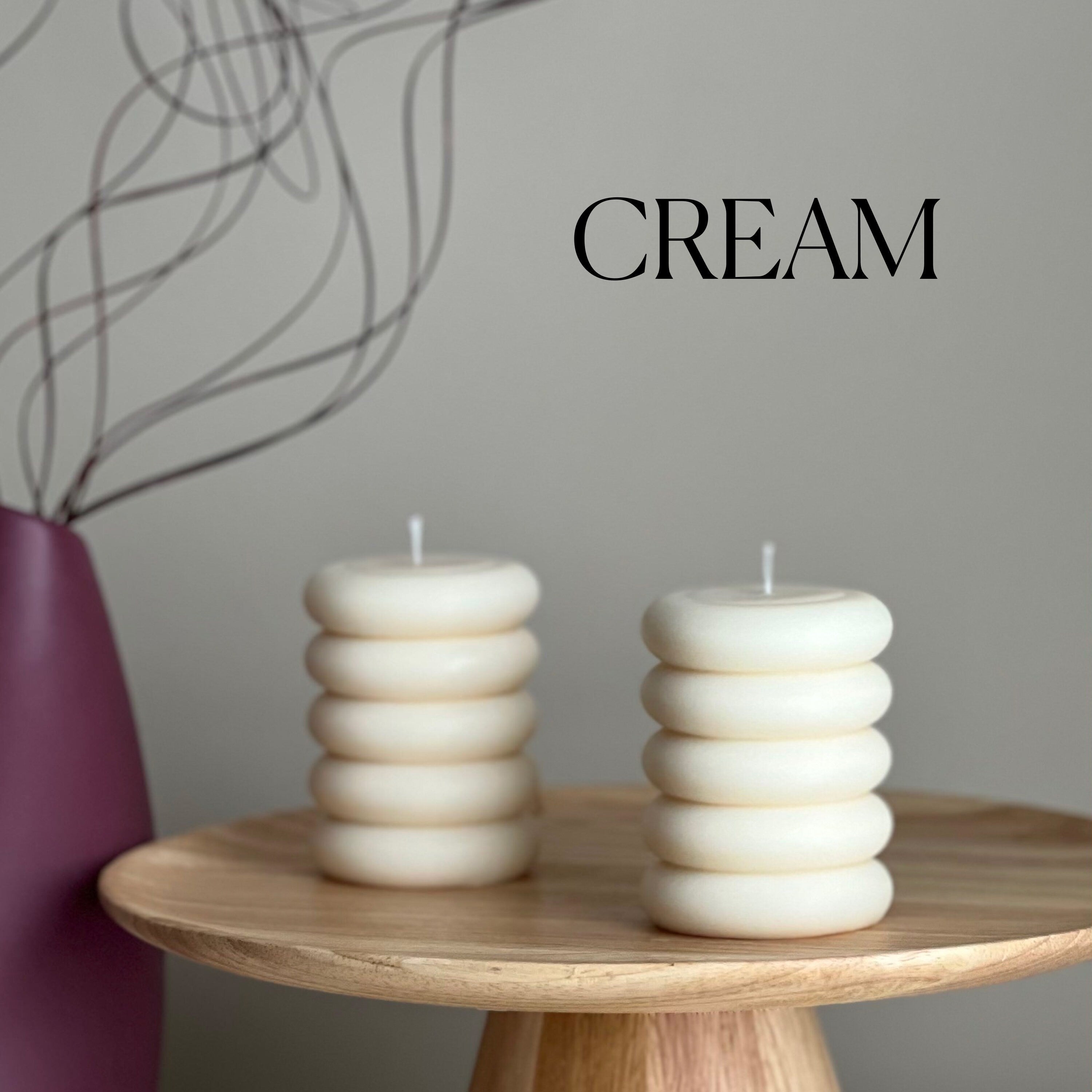 Round Soy Wax Pillar Candle: Wavy Unscented Decorative Candle-2