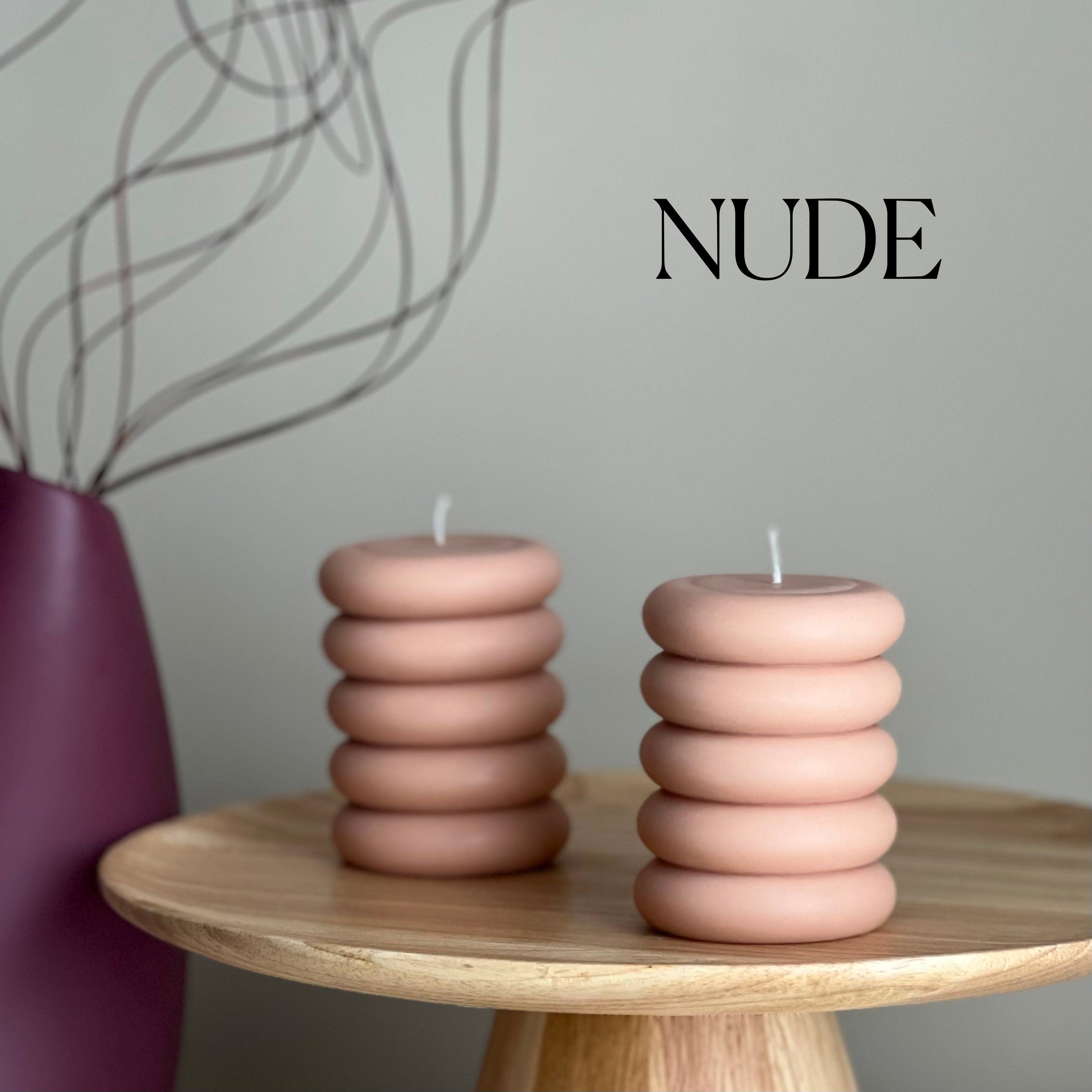 Round Soy Wax Pillar Candle: Wavy Unscented Decorative Candle-1