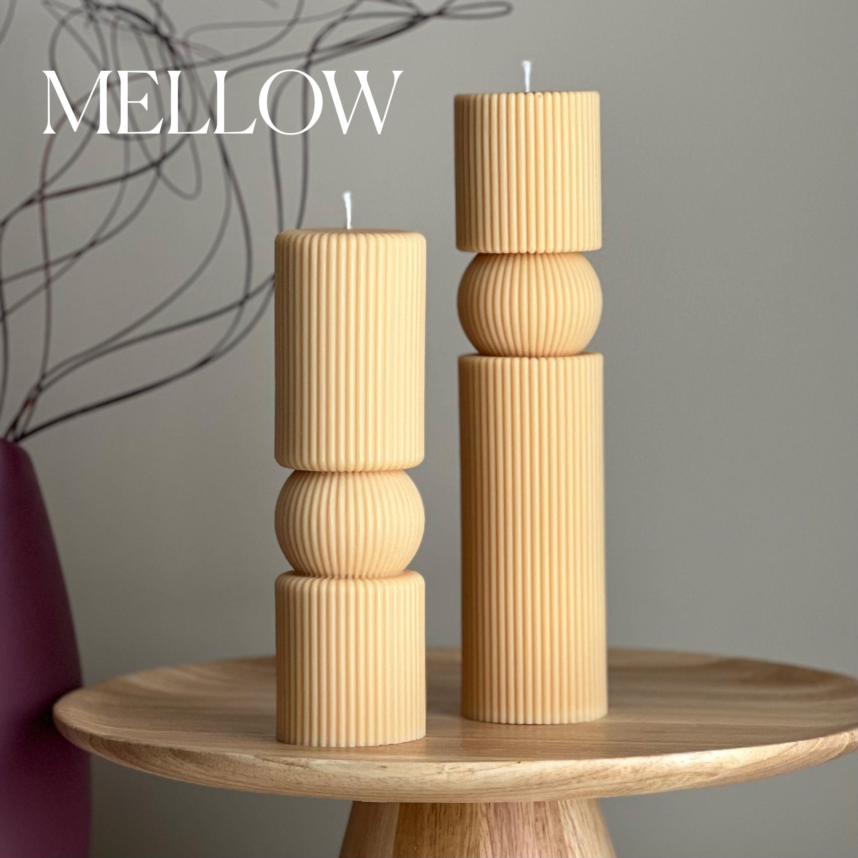 Roman Ribbed Soy Wax Candle Set | Tall Pillar, Home Decor-4
