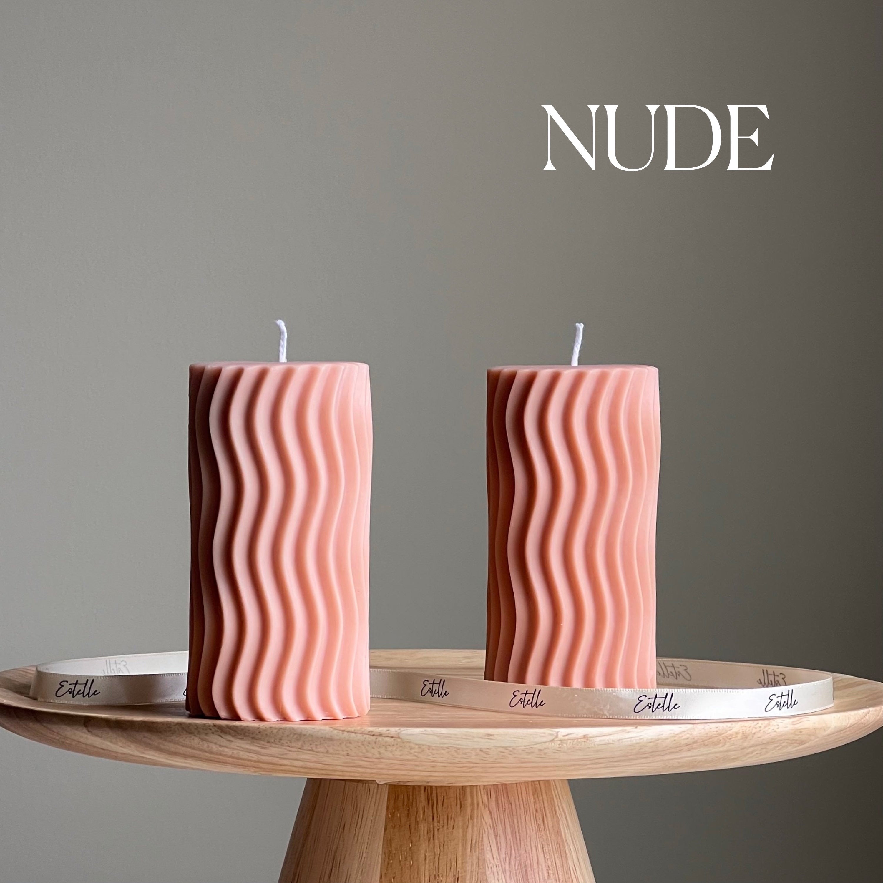 Handmade Ribbed Wave Pillar Candle: Trendy Home Decor-1