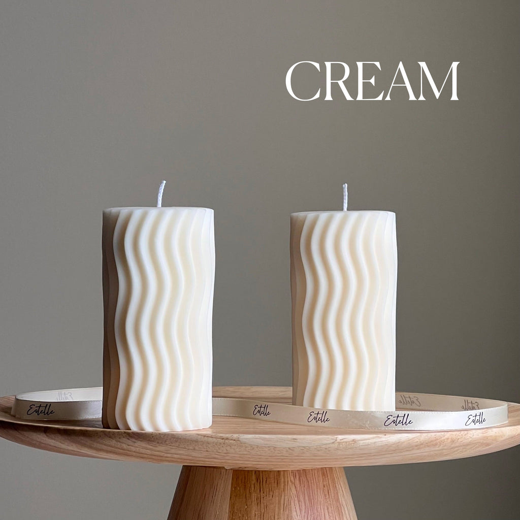Handmade Ribbed Wave Pillar Candle: Trendy Home Decor-2