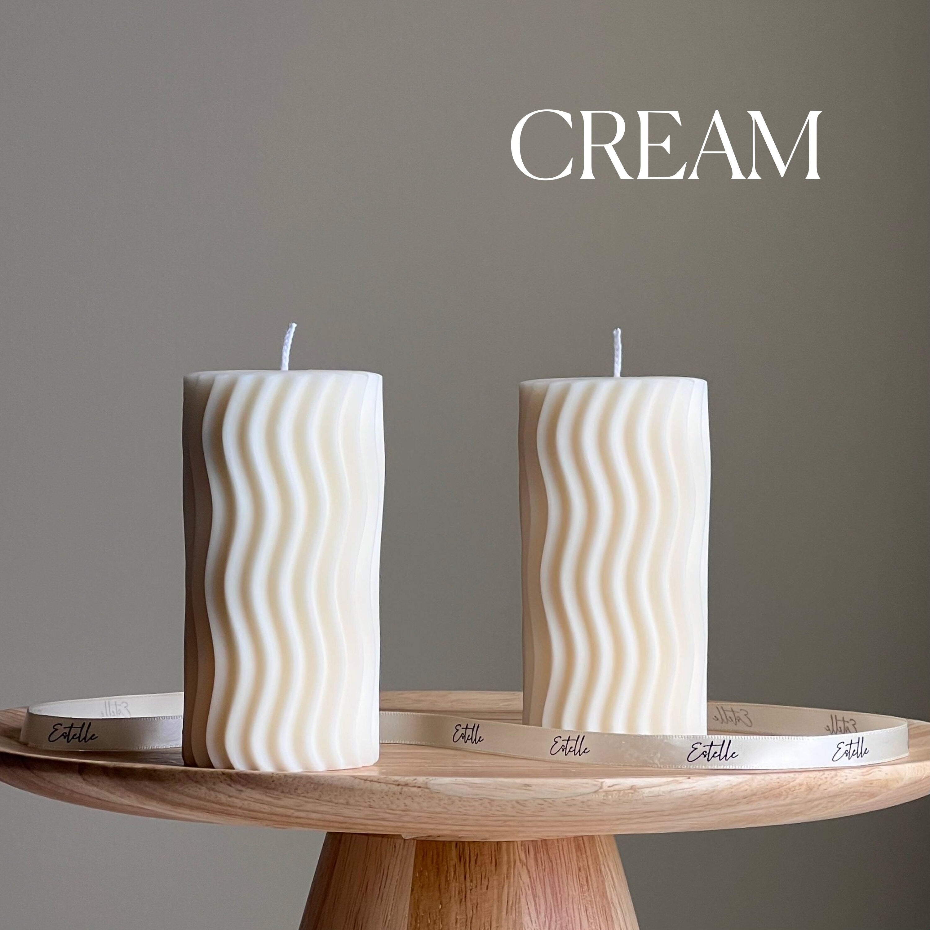 Handmade Ribbed Wave Pillar Candle: Trendy Home Decor-2