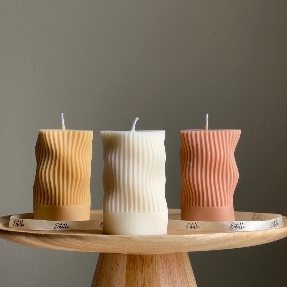 Handmade Ribbed Soy Candle | Wave Column, Decor-0