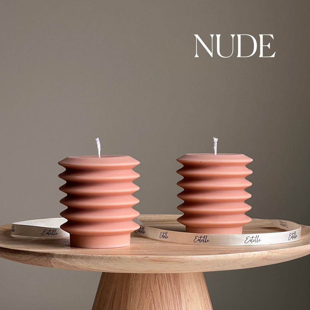 Handmade Ribbed Column Candle | Decorative Soy Wax Pillar-1
