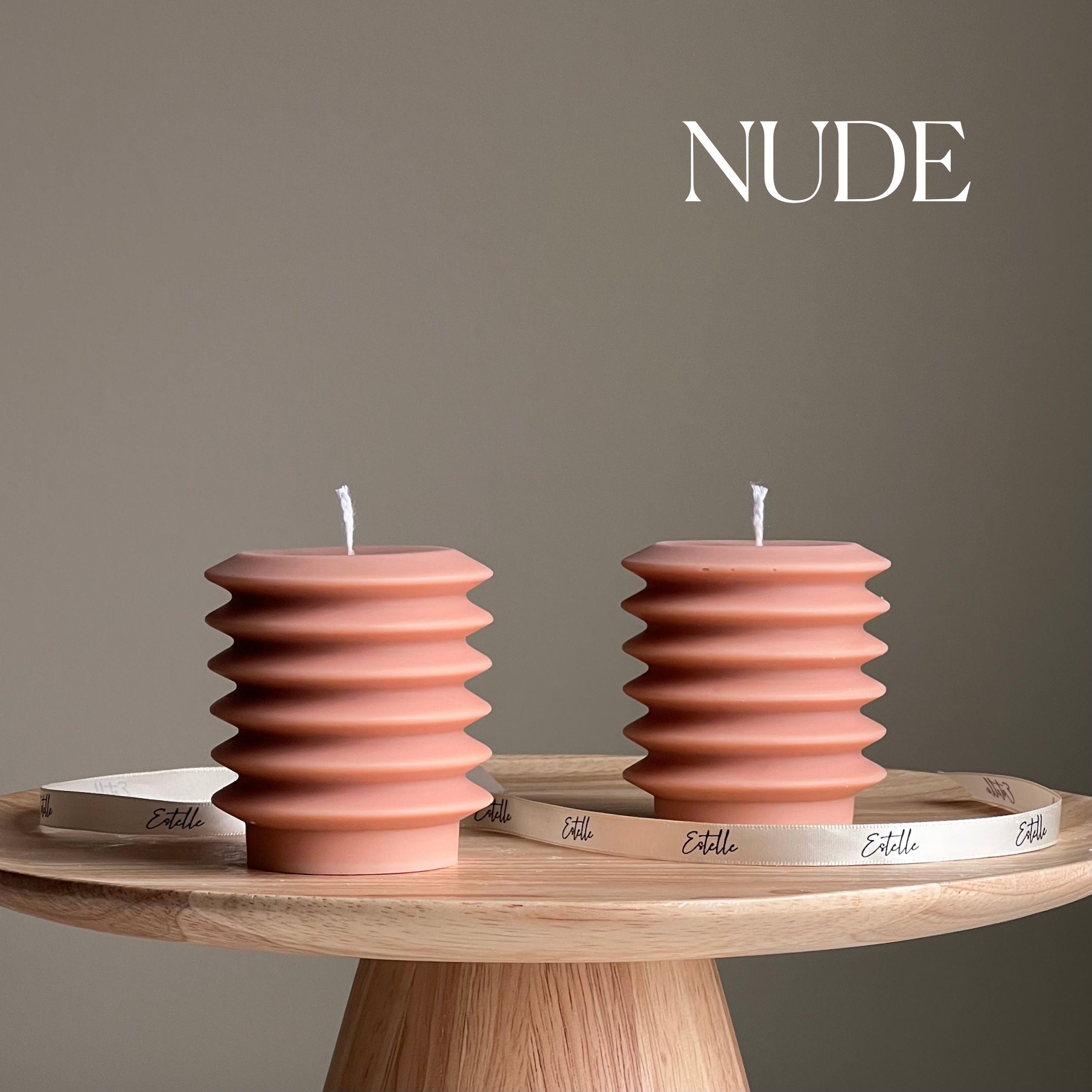 Handmade Ribbed Column Candle | Decorative Soy Wax Pillar-1