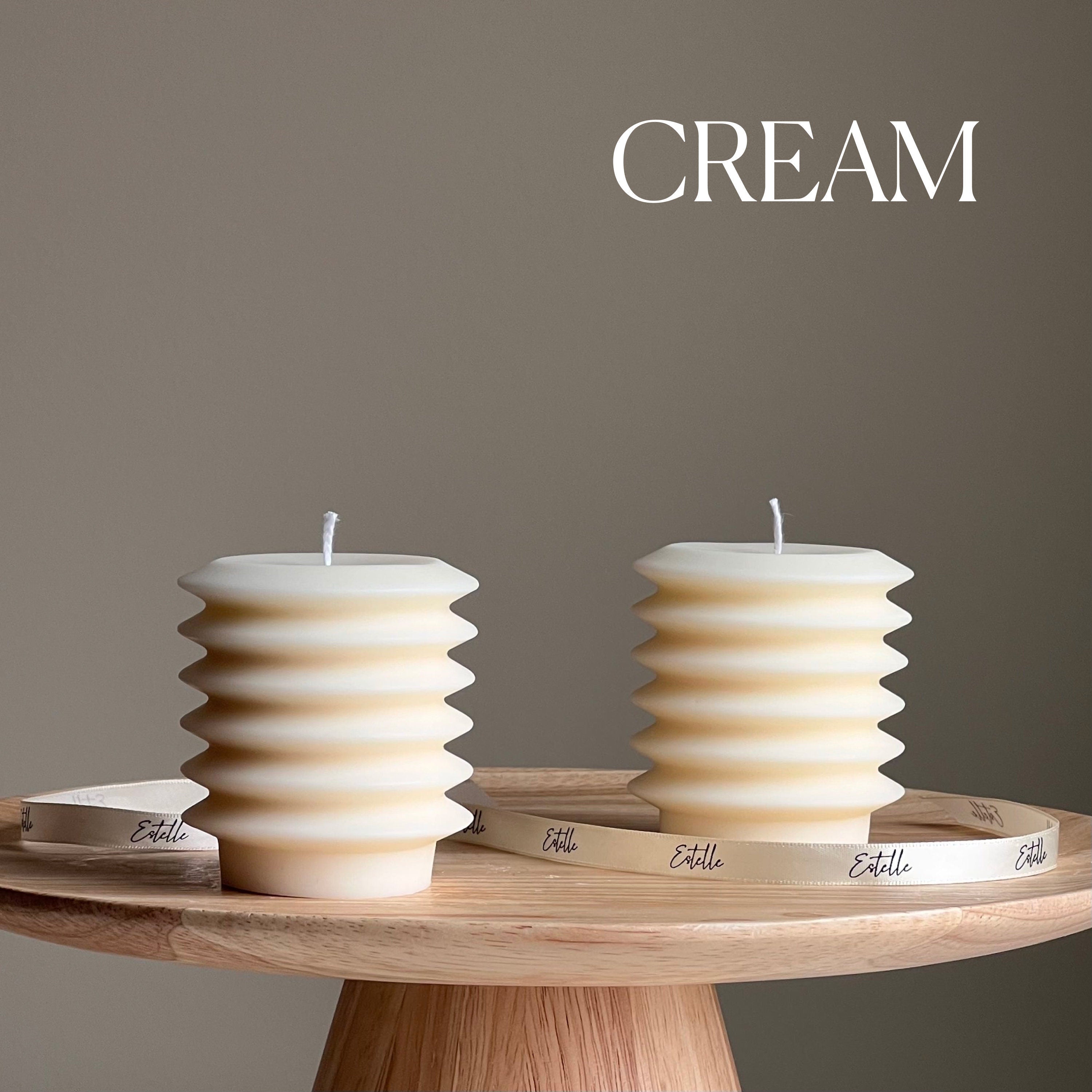 Handmade Ribbed Column Candle | Decorative Soy Wax Pillar-2