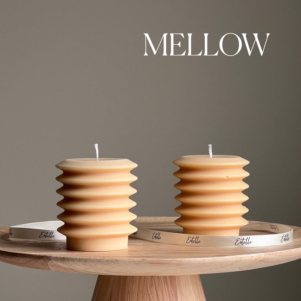 Handmade Ribbed Column Candle | Decorative Soy Wax Pillar-3