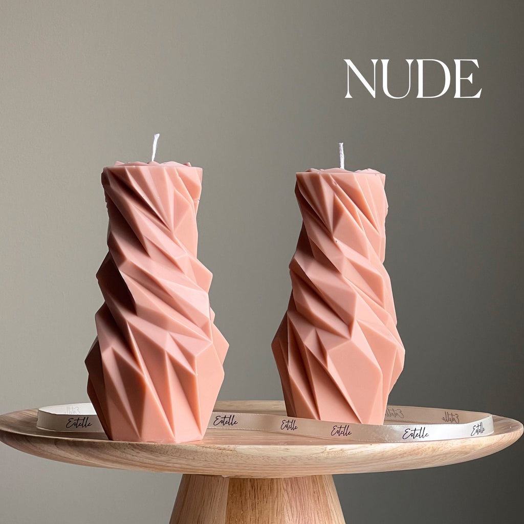 Diamond Soy Pillar Candle: Sculptural Home Decor-1
