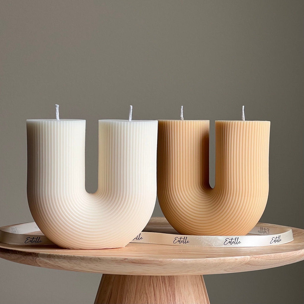 Handmade Ribbed U-Shaped Soy Candle | Home Decor-0