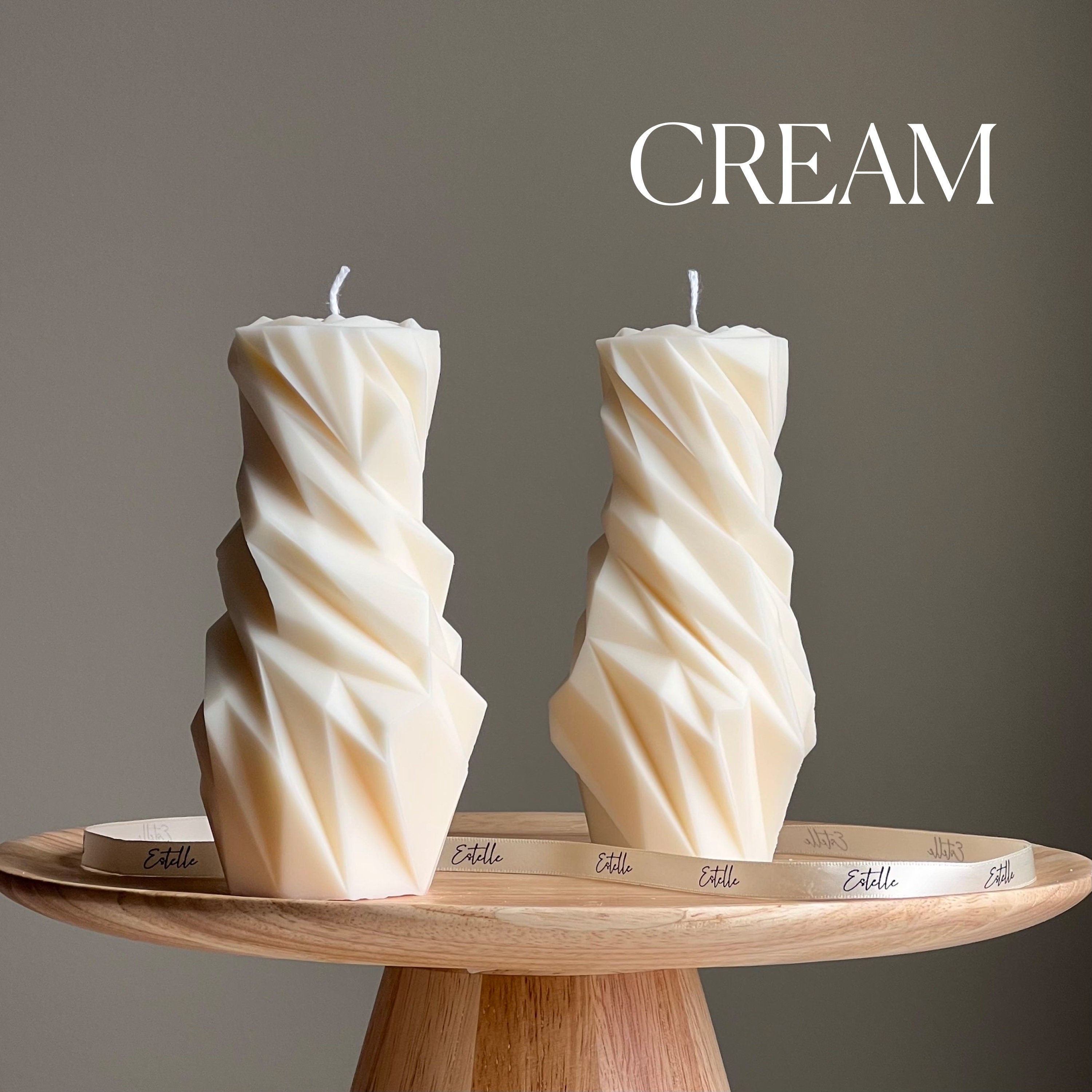 Diamond Soy Pillar Candle: Sculptural Home Decor-2