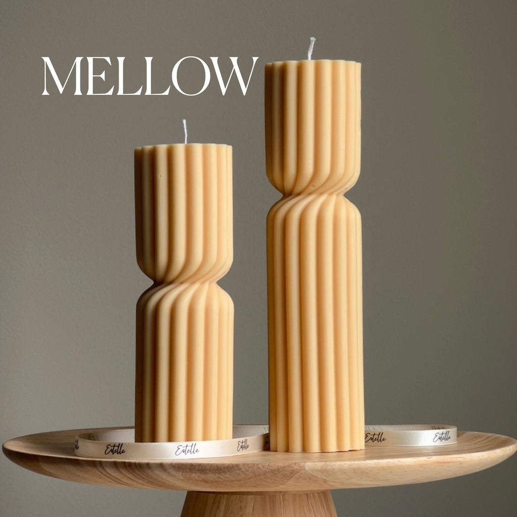 Big Ribbed Hourglass Pillar Candle | Sculptural Soy Candle-3