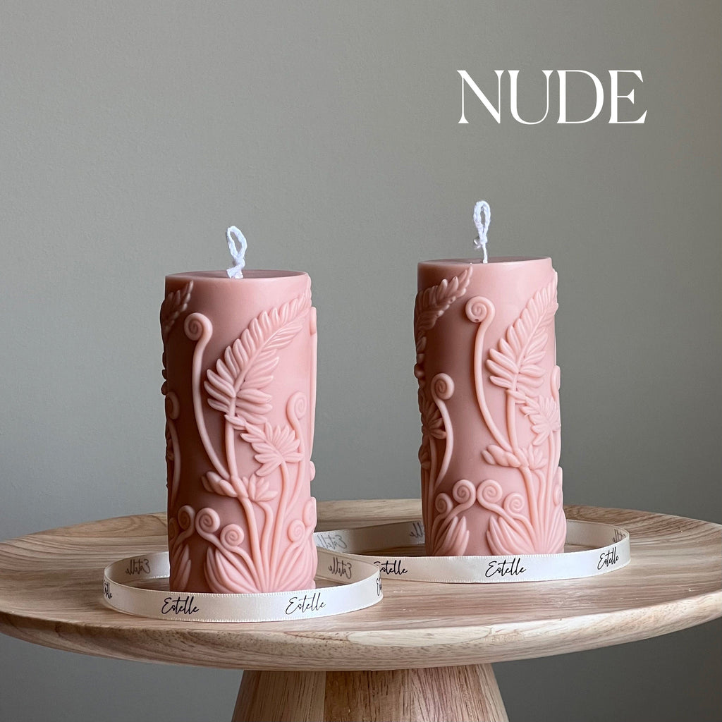 Fern Pillar Soy Candle: Sculptural Plant Design, Minimal Home Decor-1