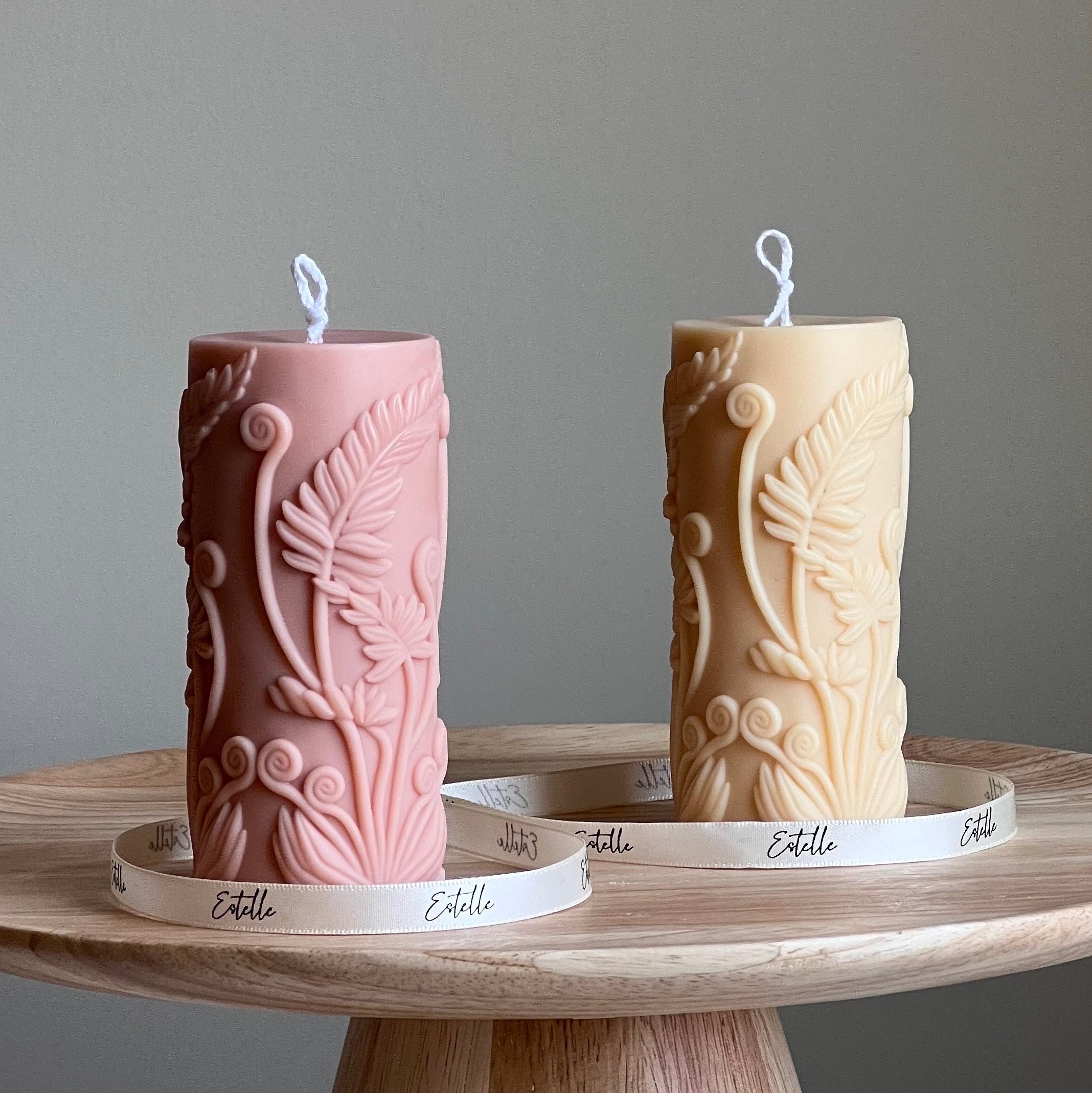 Fern Pillar Soy Candle: Sculptural Plant Design, Minimal Home Decor-0