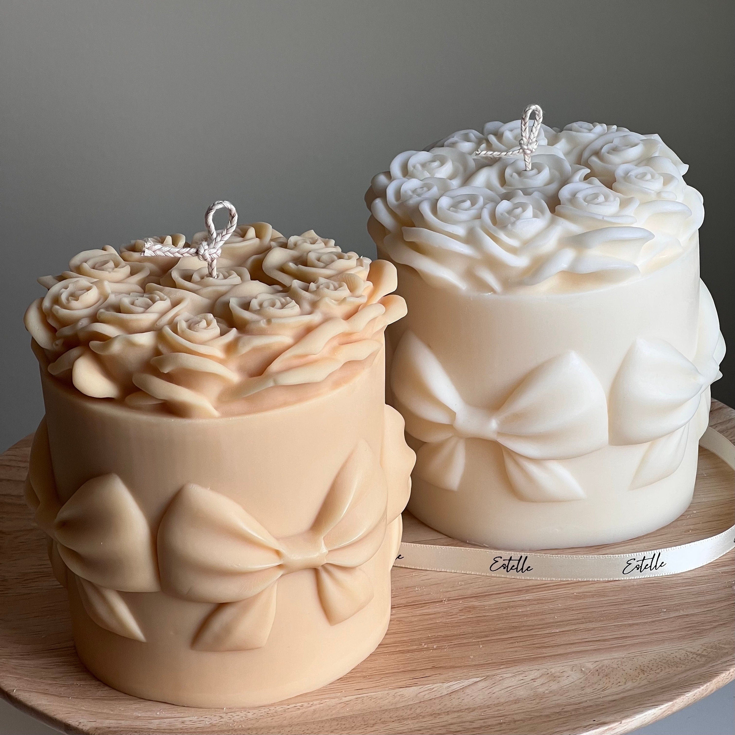 Big Rose Basket Candle | Hand Poured Soy Wax Pillar Candle-1