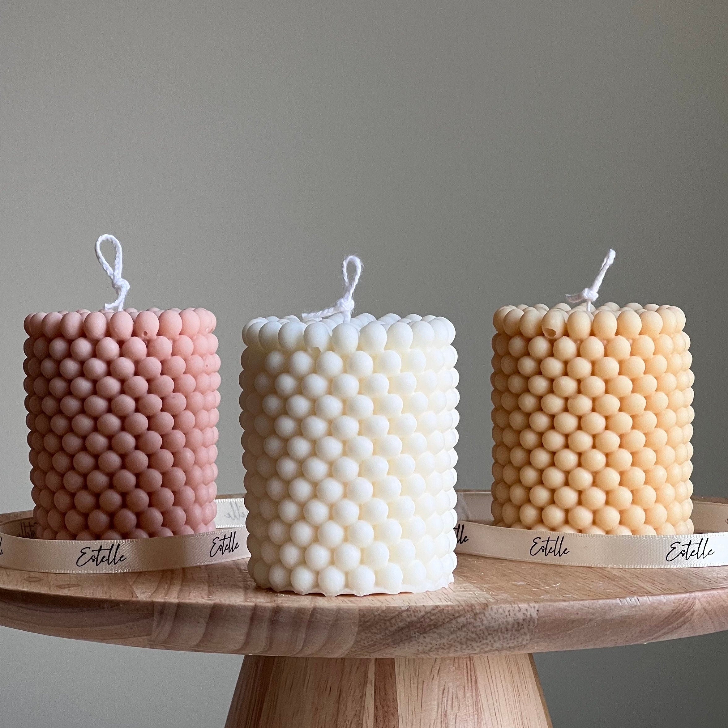 Bubble Soy Wax Pillar Candle: Geometric Home Decor-0