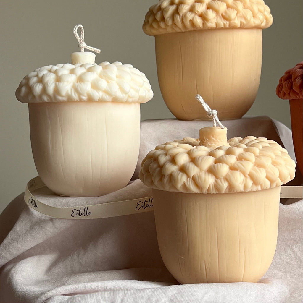 Large Autumn Acorn Soy Wax Candle | Sculptural Fall Decor-2