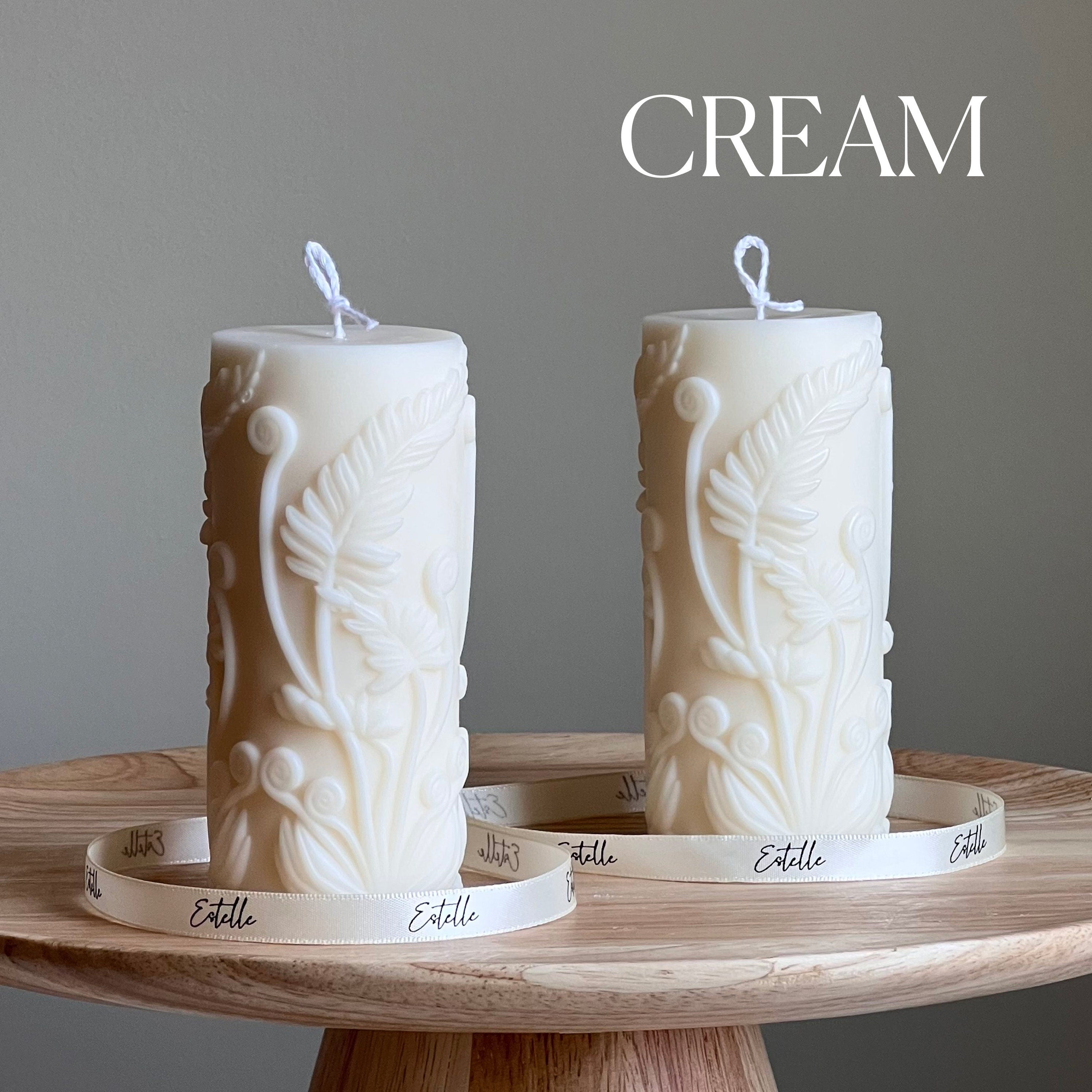 Fern Pillar Soy Candle: Sculptural Plant Design, Minimal Home Decor-3
