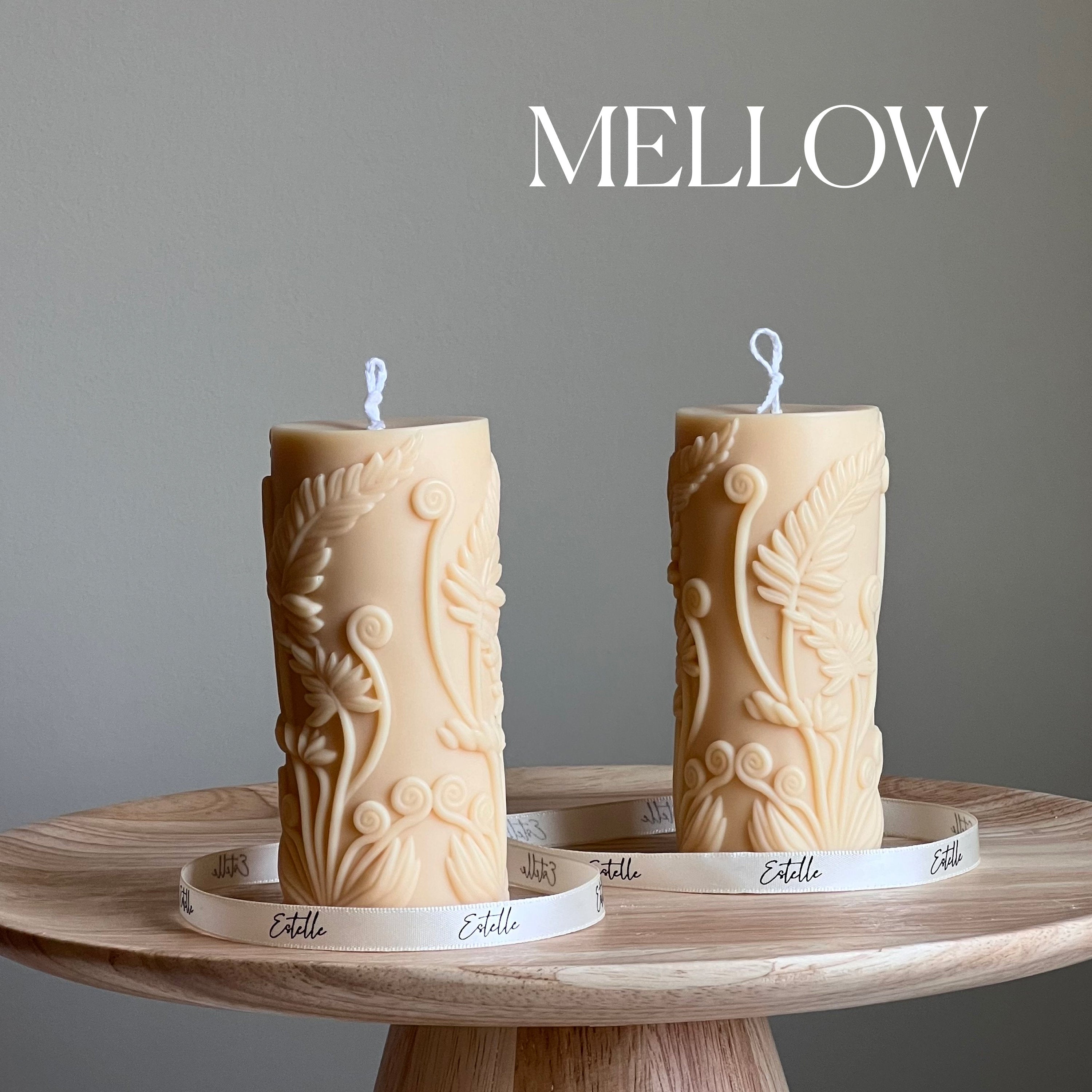 Fern Pillar Soy Candle: Sculptural Plant Design, Minimal Home Decor-2