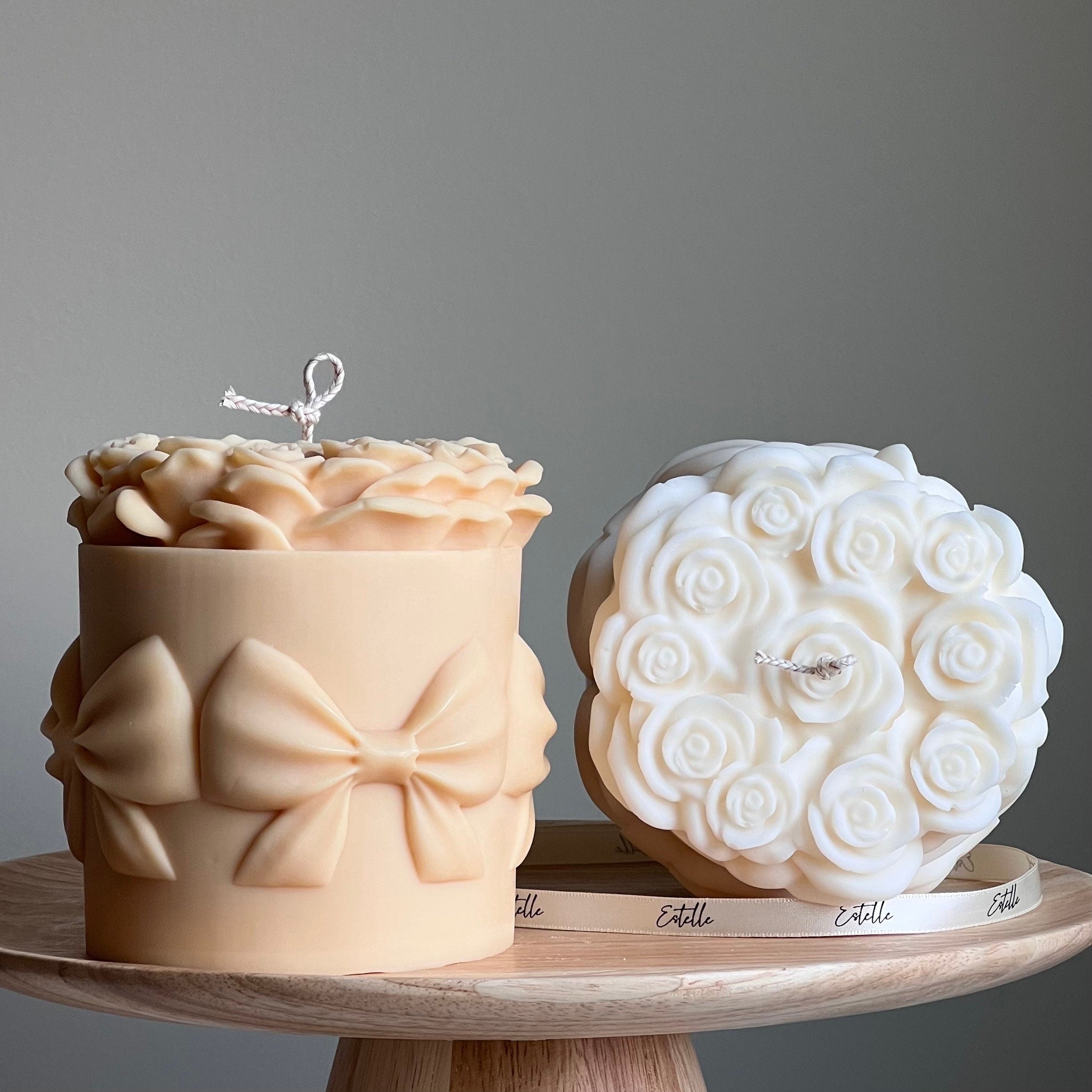 Big Rose Basket Candle | Hand Poured Soy Wax Pillar Candle-2