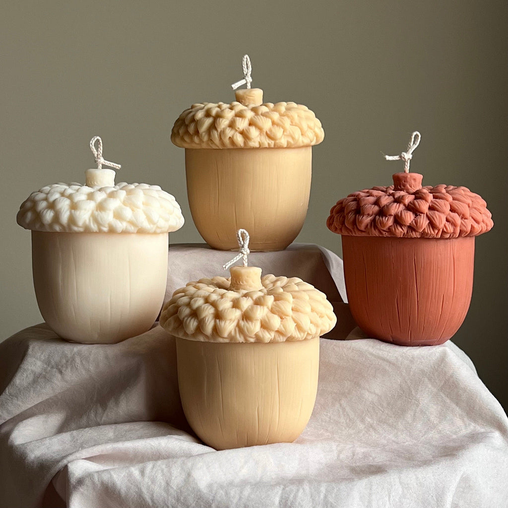 Large Autumn Acorn Soy Wax Candle | Sculptural Fall Decor-0