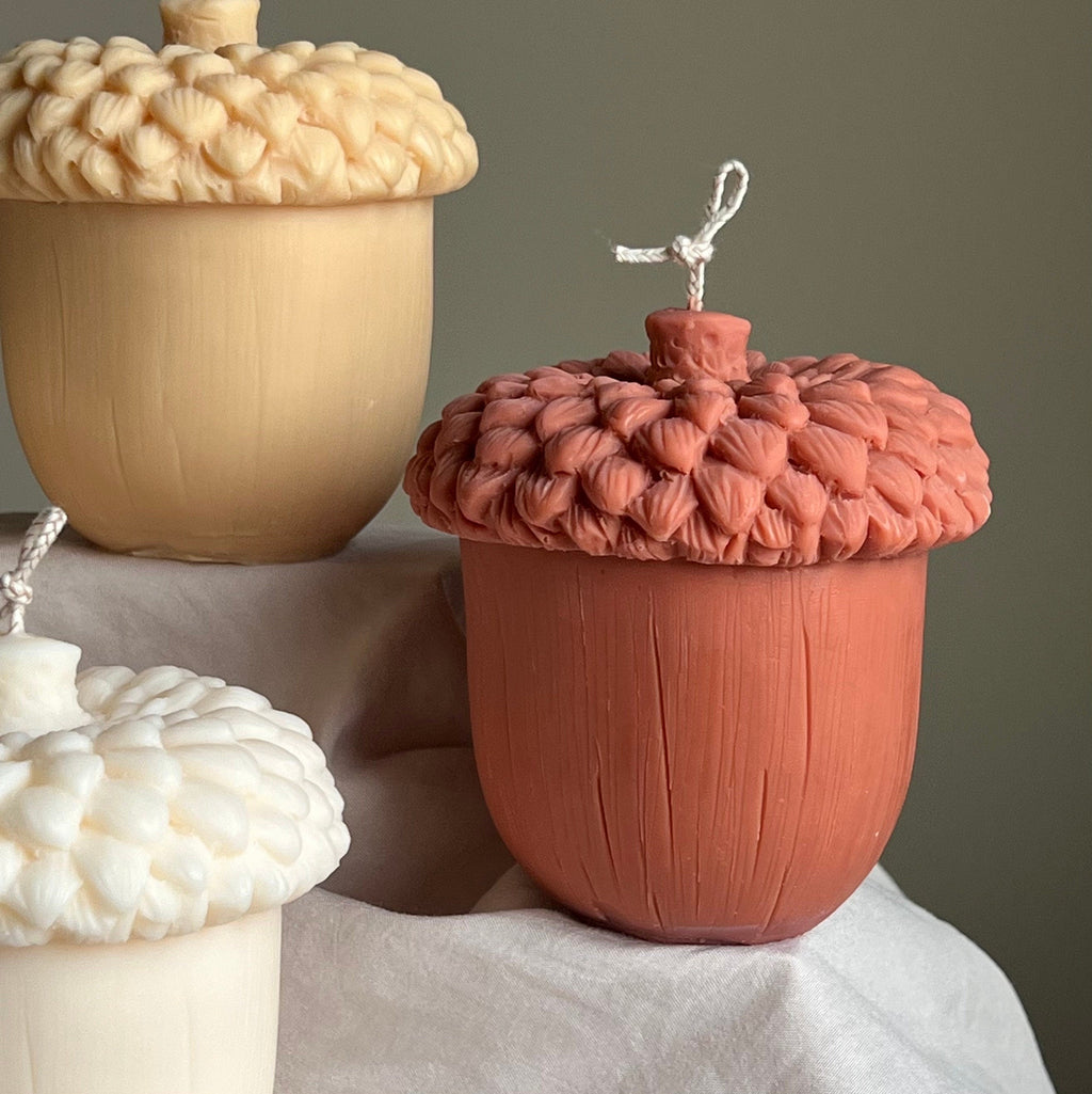 Large Autumn Acorn Soy Wax Candle | Sculptural Fall Decor-1