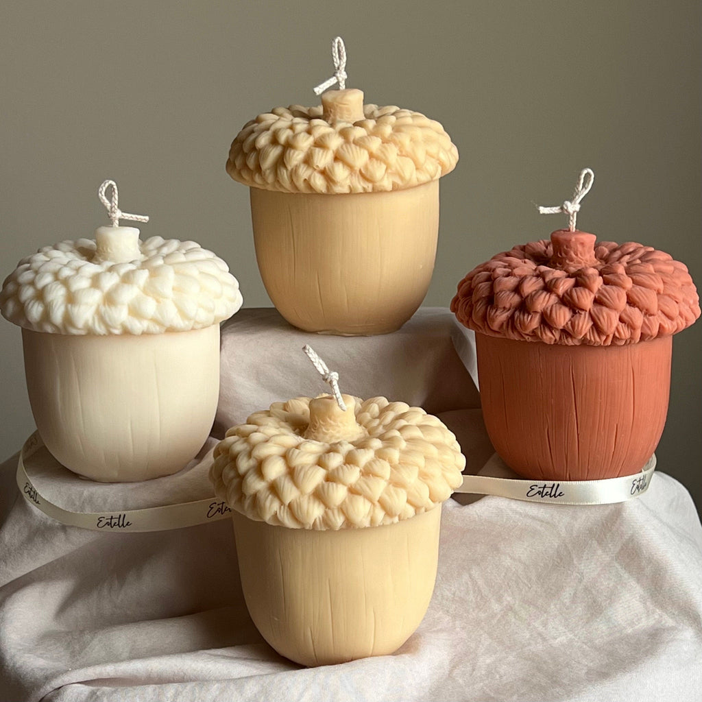 Large Autumn Acorn Soy Wax Candle | Sculptural Fall Decor-4
