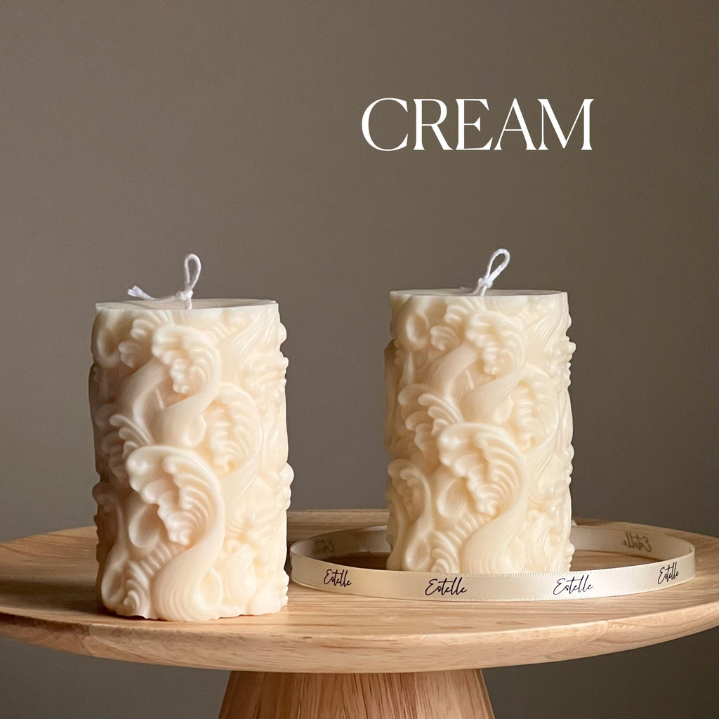 Wave Pillar Soy Candle: Handmade Decorative Unscented Candle-2