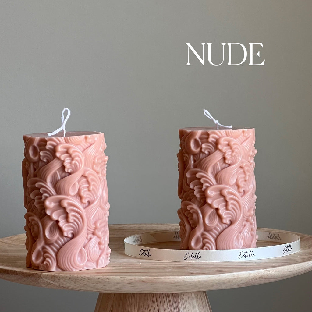 Wave Pillar Soy Candle: Handmade Decorative Unscented Candle-1