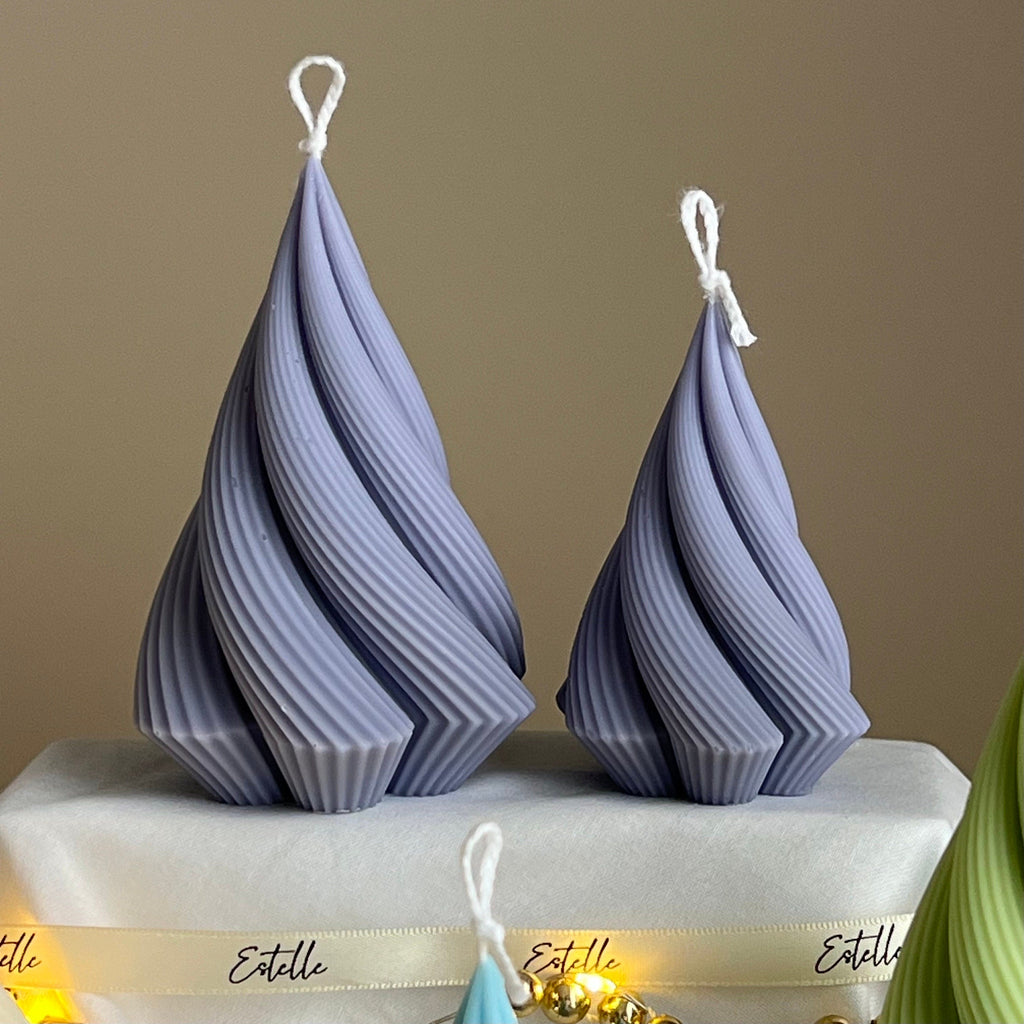 Swirl Stripped Christmas Tree Candle: Handmade Soy Wax Decor-1
