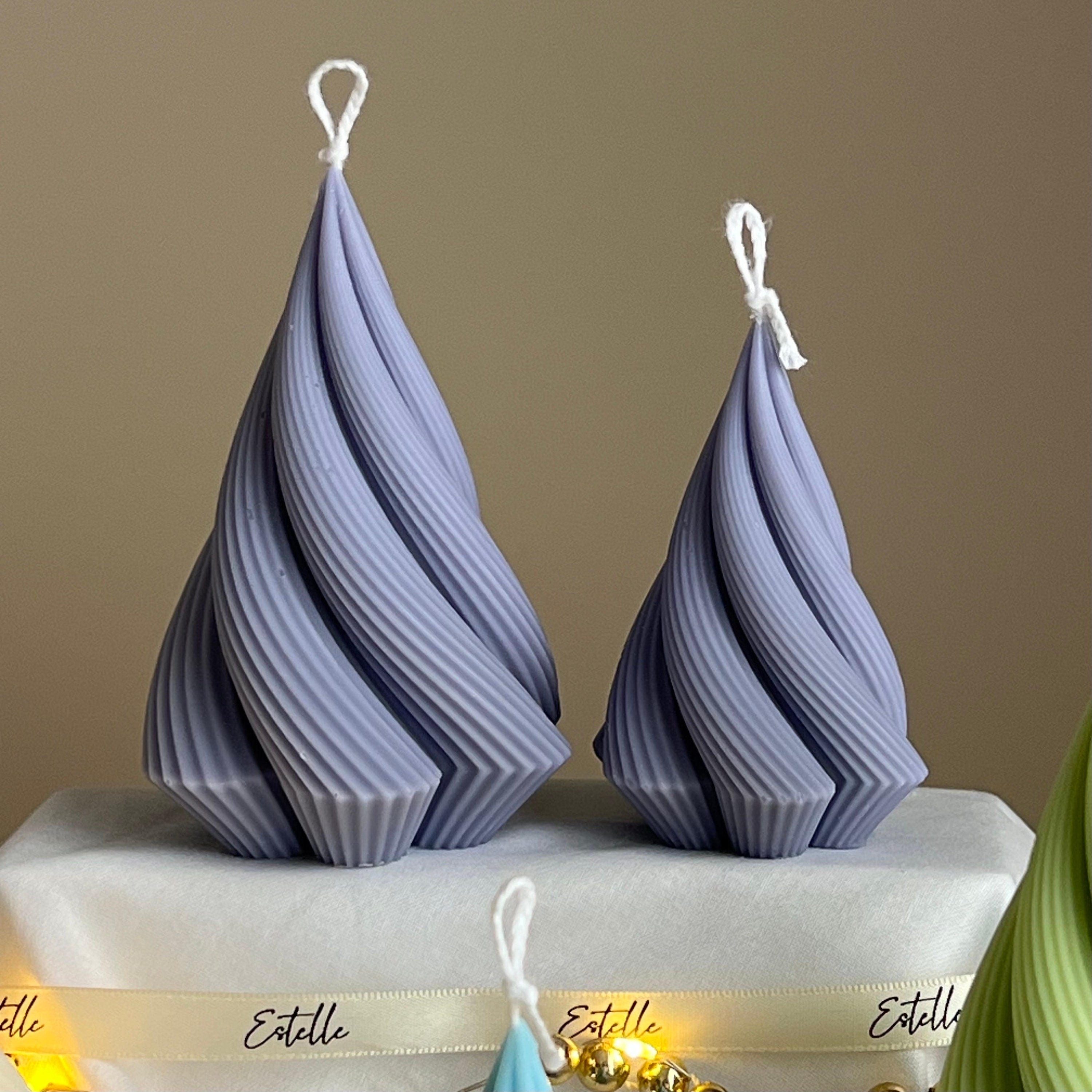 Swirl Stripped Christmas Tree Candle: Handmade Soy Wax Decor-1