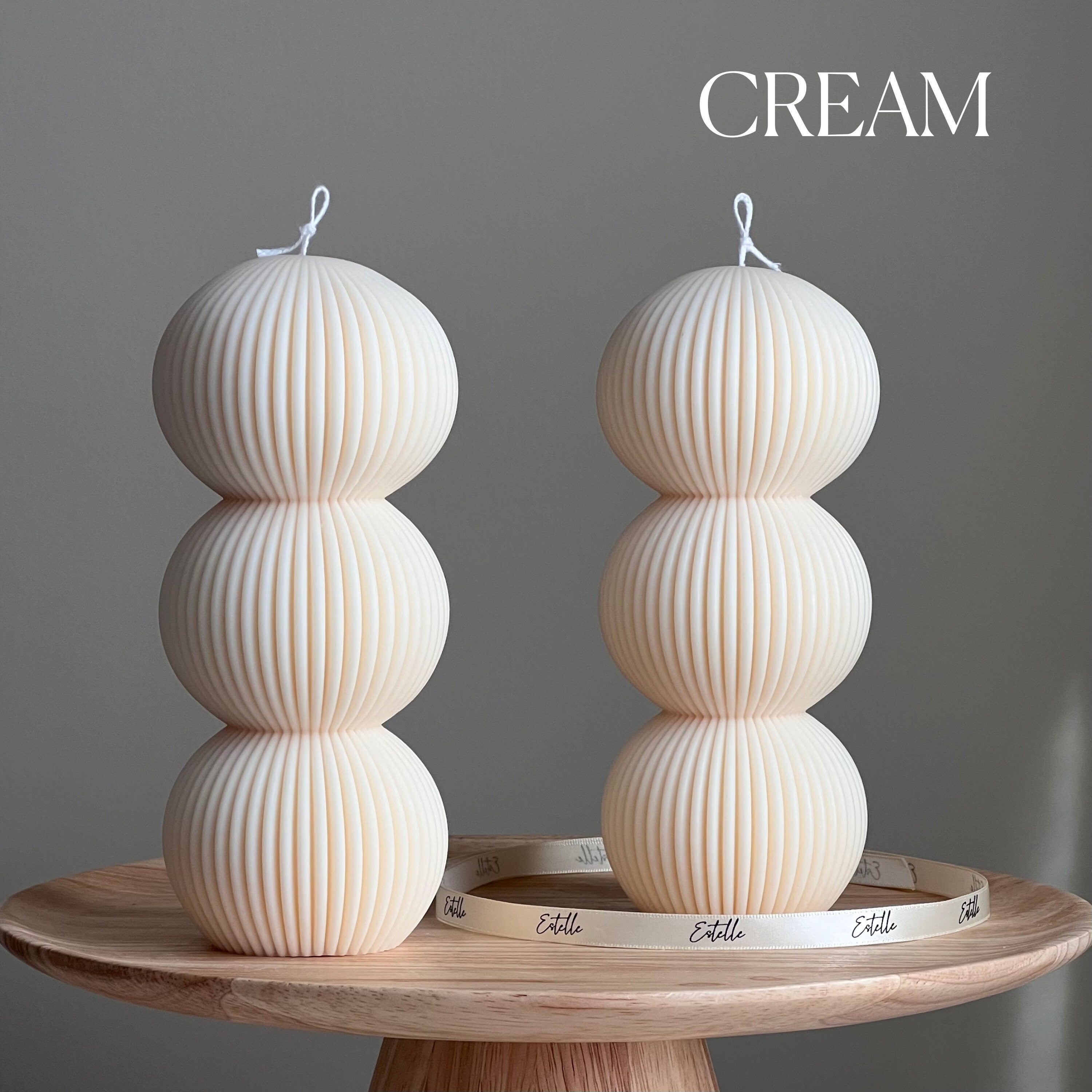Handmade Ribbed Ball Soy Wax Candle | Home Decor-2