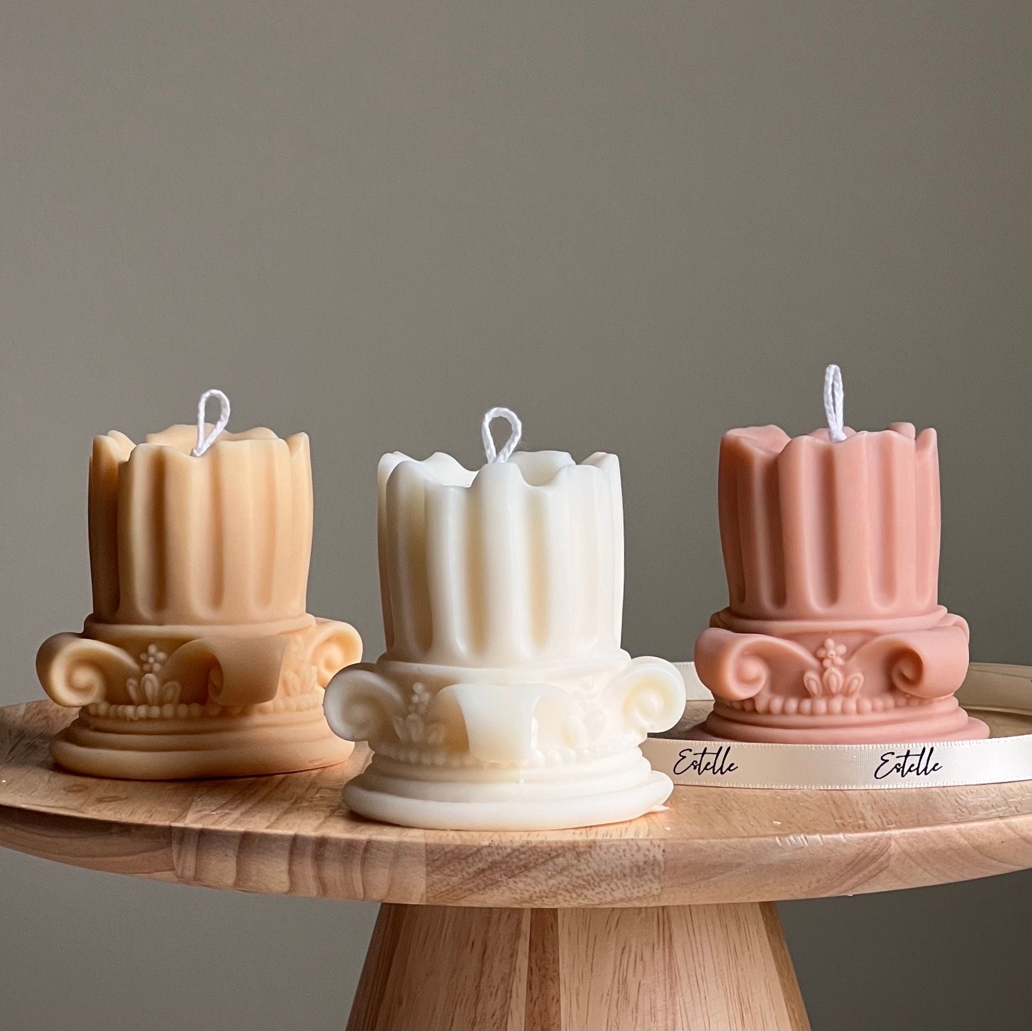 Soy Wax Roman Column Candle: Handmade Home Decor-0