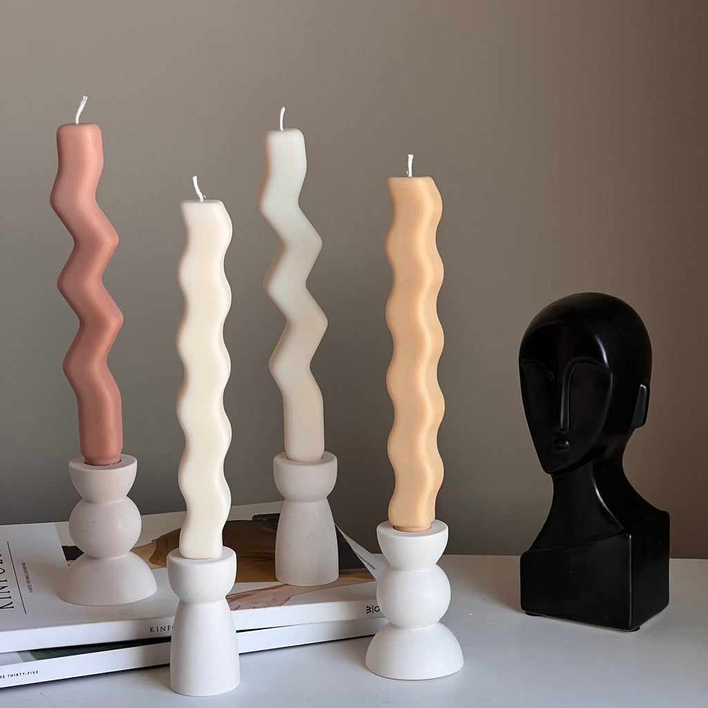 Handmade Jesmonite Hourglass Candlestick Holder: Minimalist Wedding Decor-2