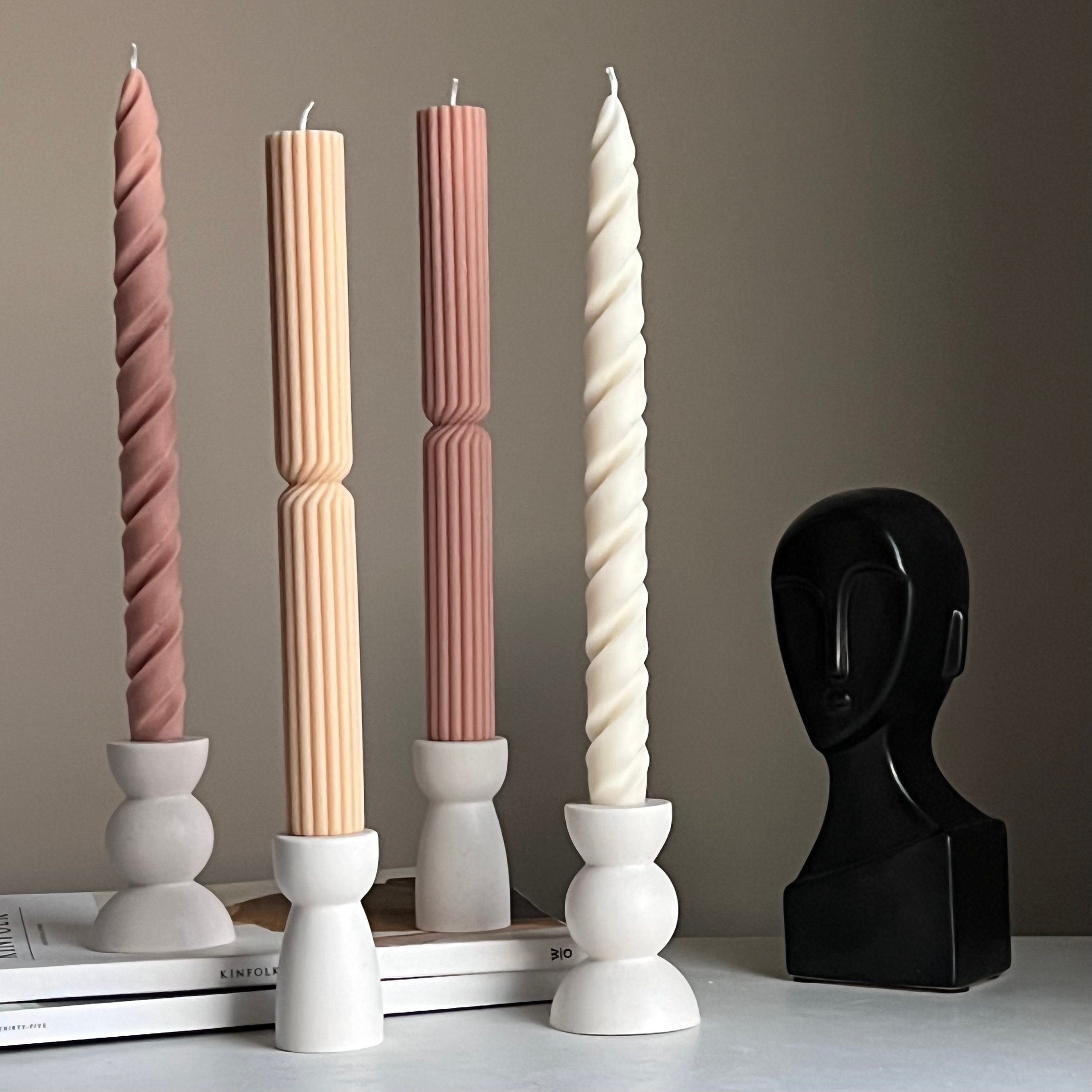 Handmade Jesmonite Hourglass Candlestick Holder: Minimalist Wedding Decor-3