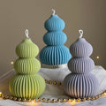 Wavy Ribbed Christmas Tree Candle: Hand-Poured Soy Wax Decor-0