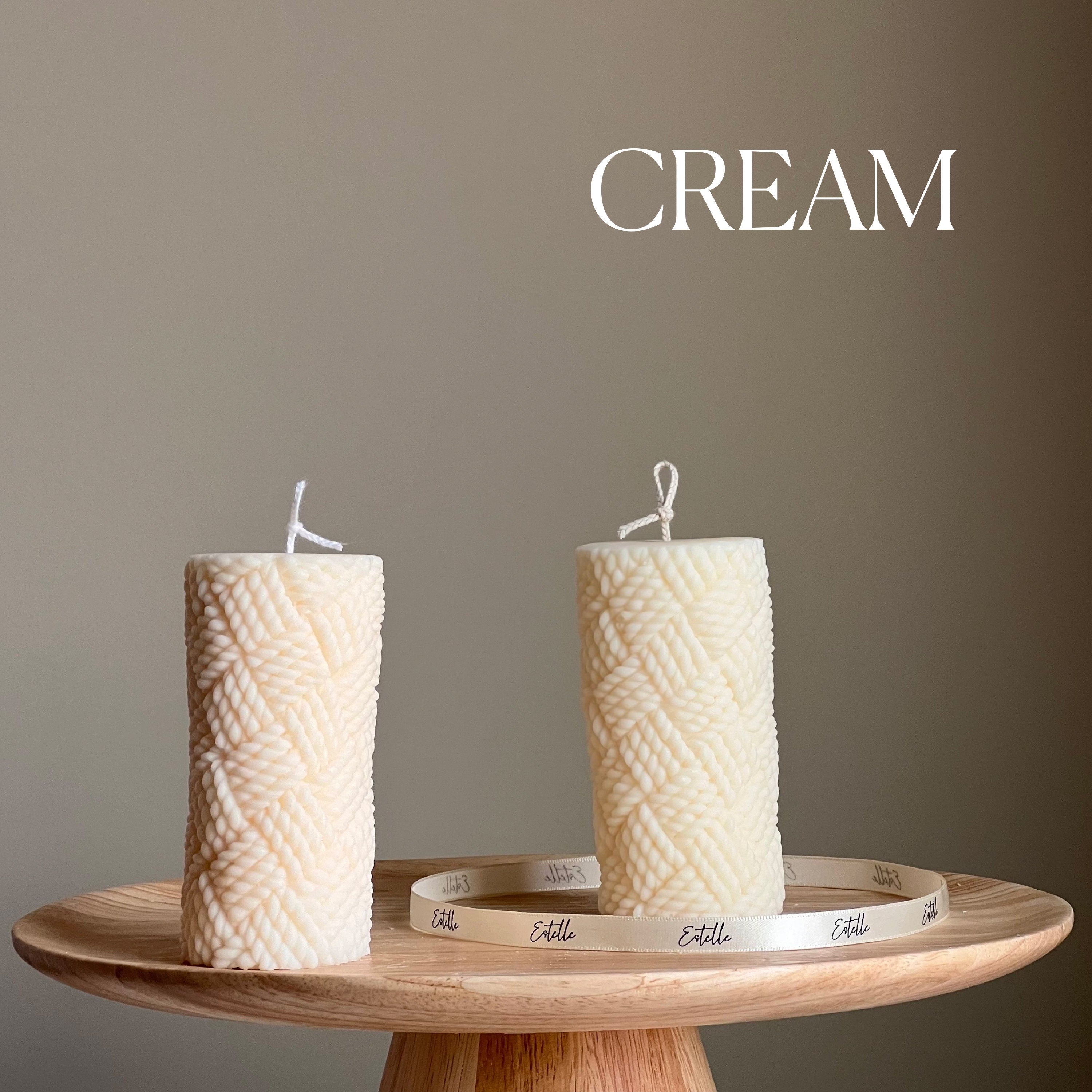 Knitted Soy Pillar Candle | Sculptural Home Decor-2