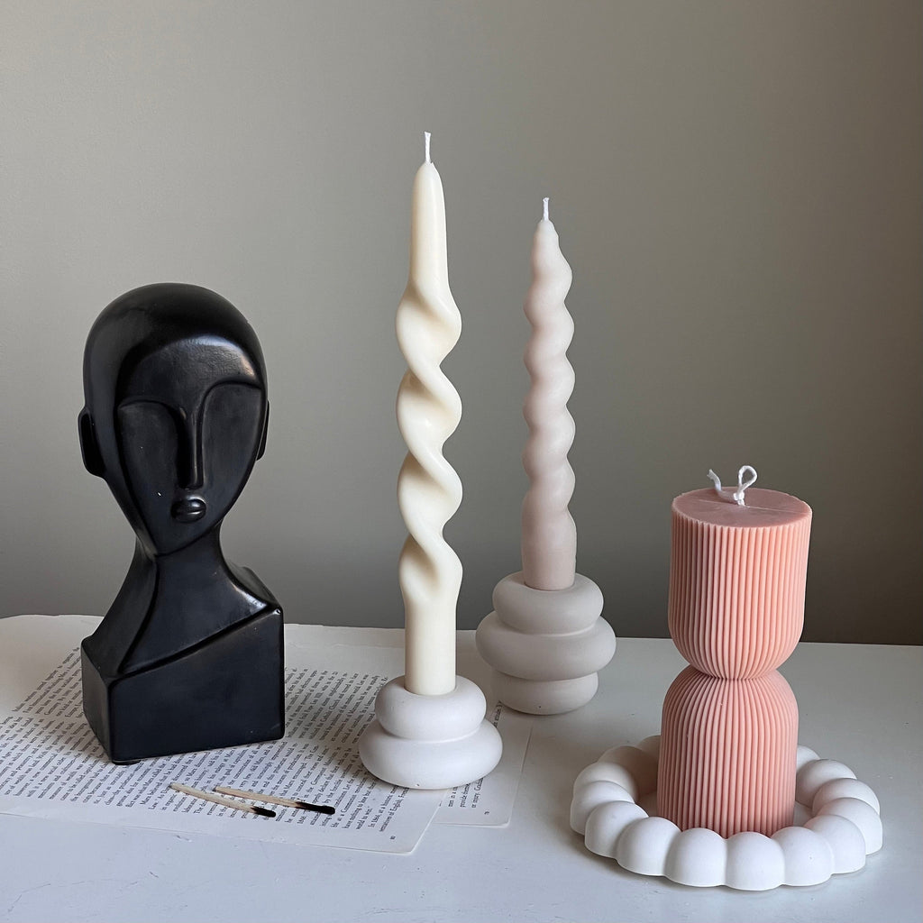 Twisted Taper Candle: Handmade Soy Wax Dinner Candle-3